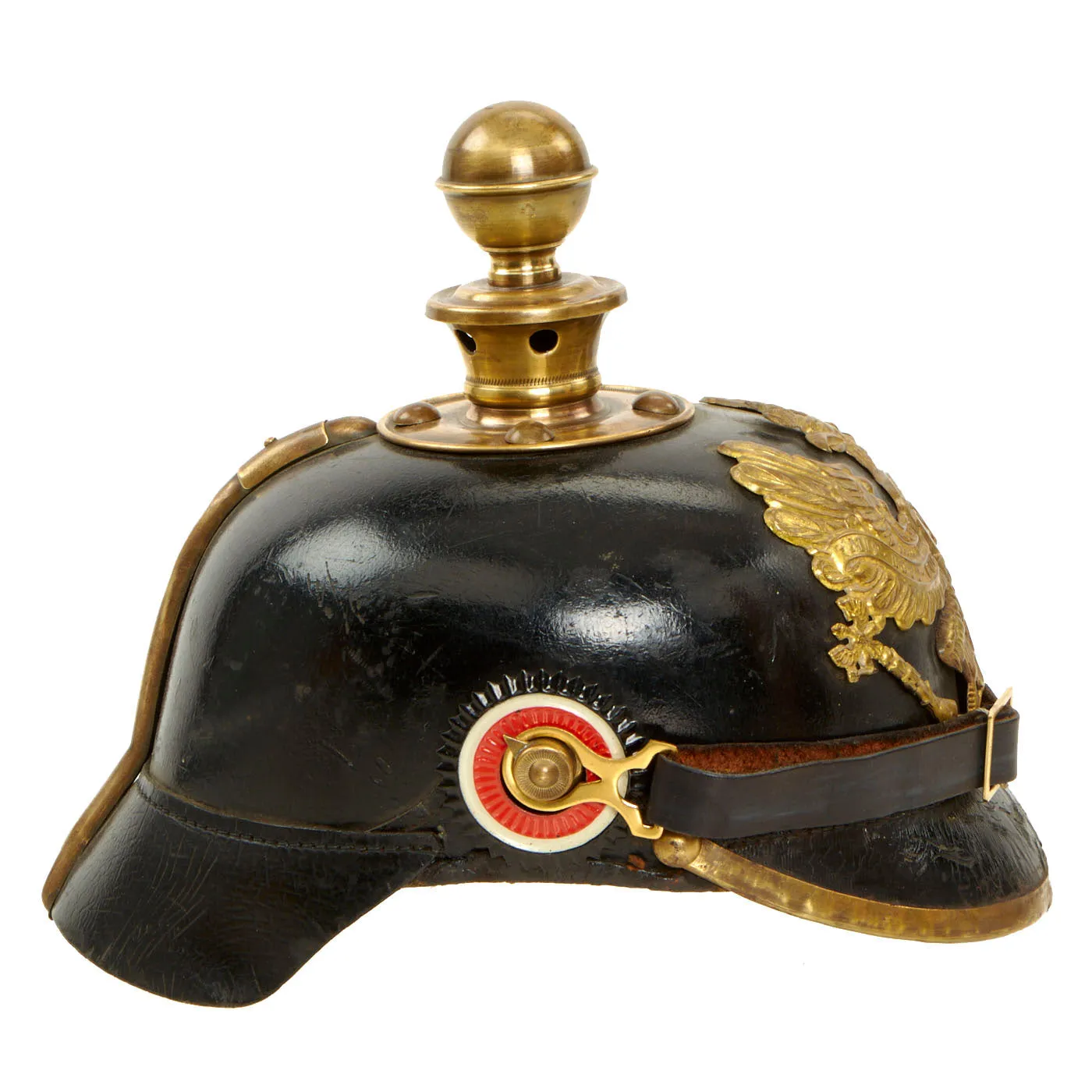 Original German WWI Prussian M1895 Artillery Gilded Pickelhaube Helmet - Kugelhelm