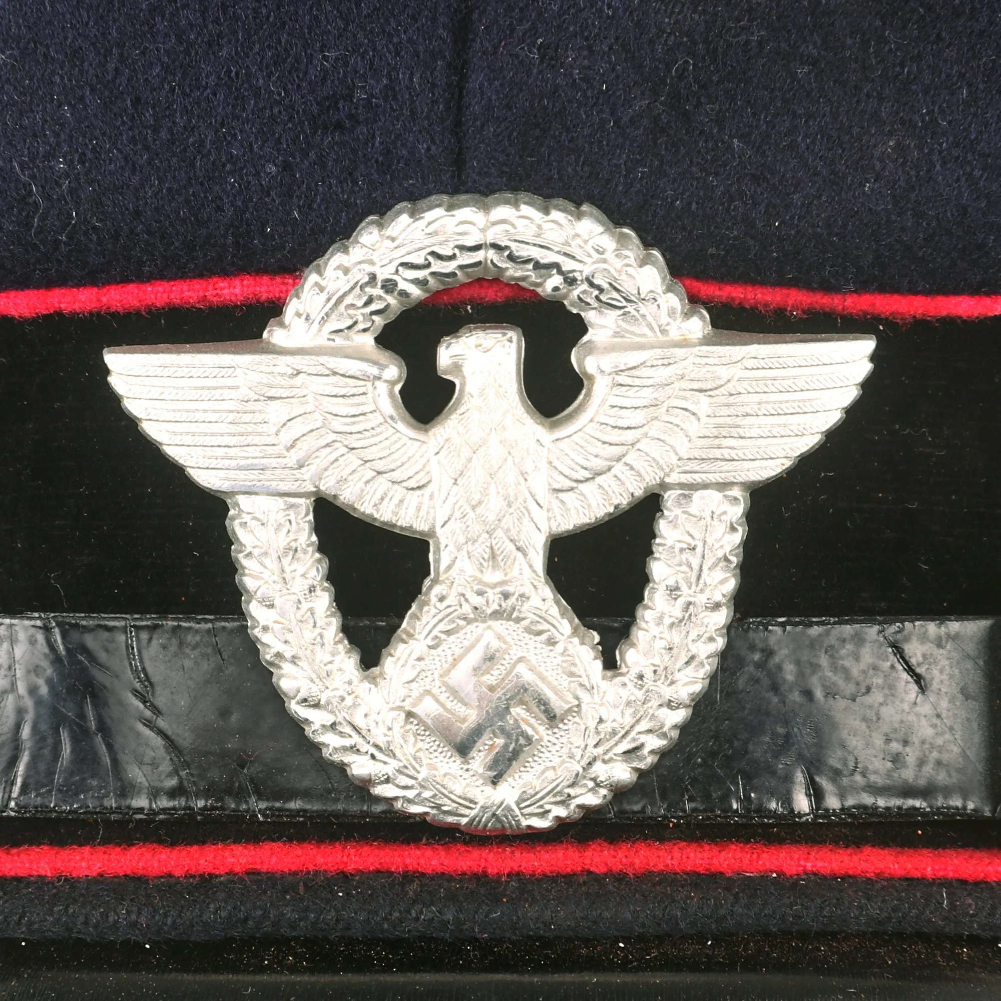 Original German WWII Fire Protection Police EM/NCO Schirmmütze Visor Cap by K & Sch. - size 55
