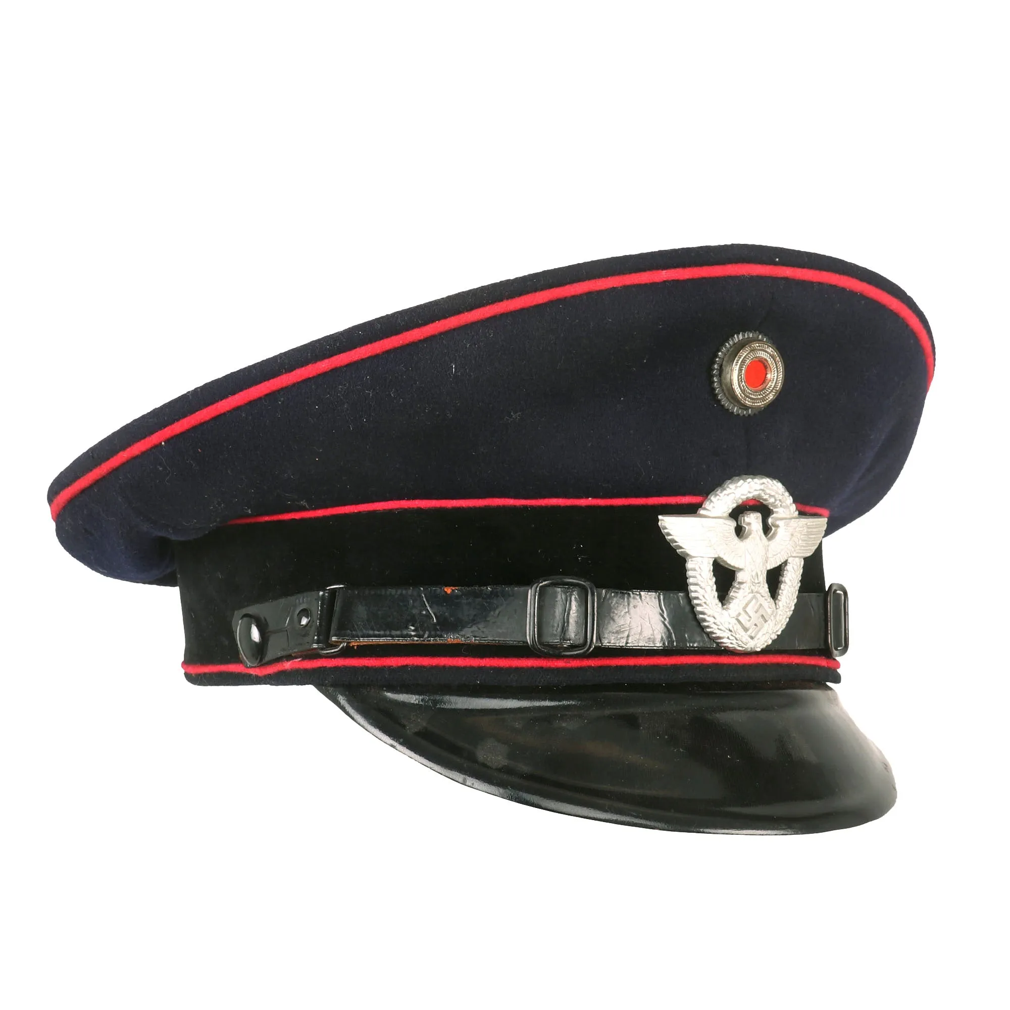 Original German WWII Fire Protection Police EM/NCO Schirmmütze Visor Cap by K & Sch. - size 55