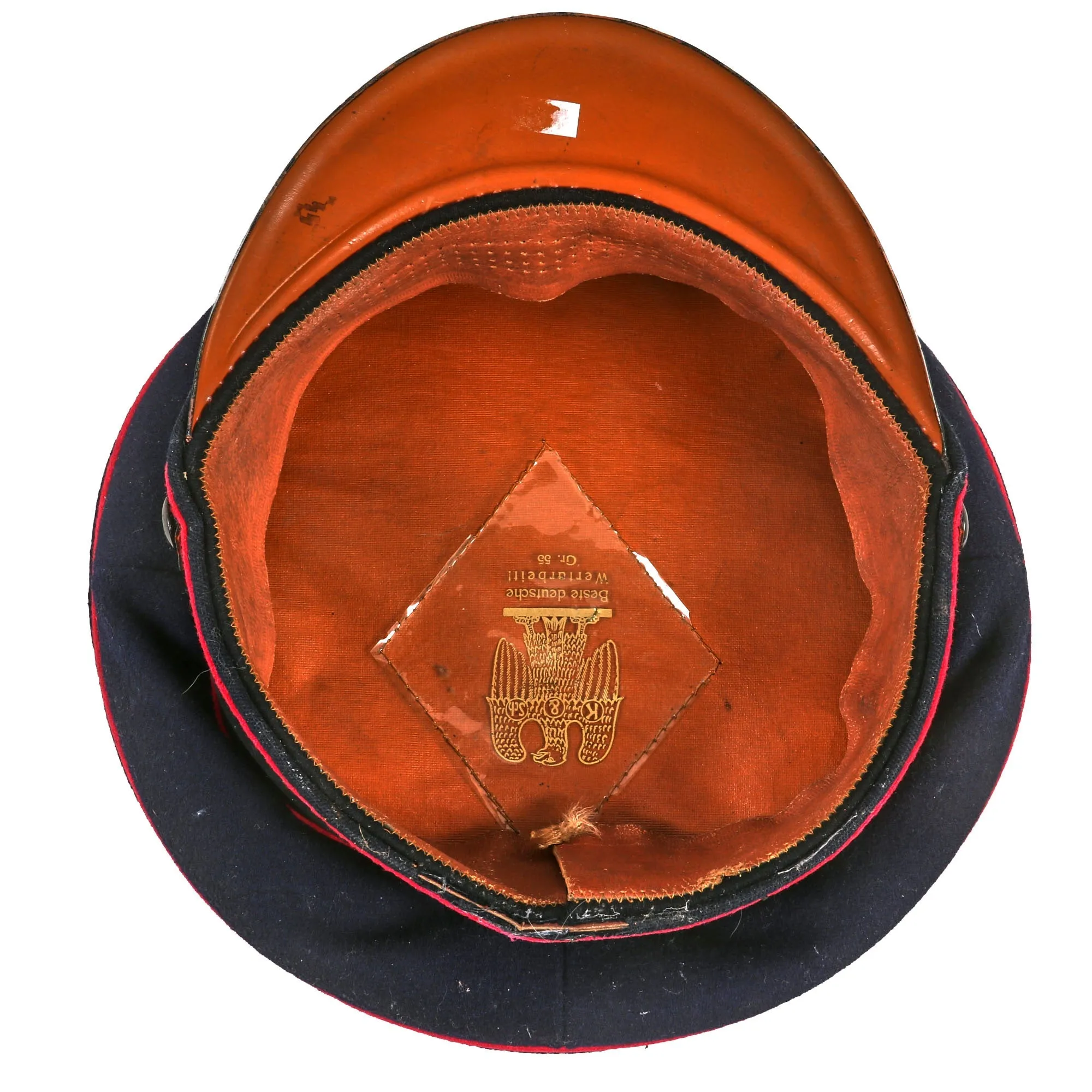 Original German WWII Fire Protection Police EM/NCO Schirmmütze Visor Cap by K & Sch. - size 55
