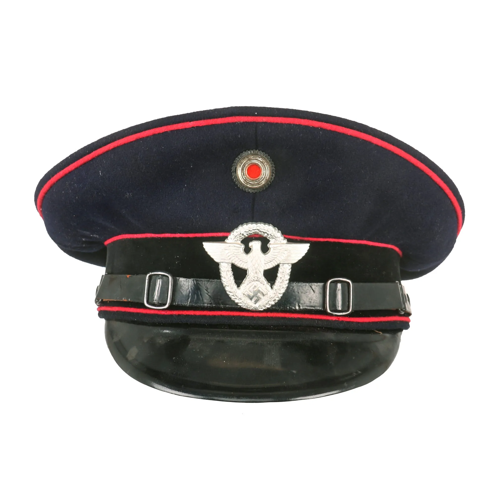 Original German WWII Fire Protection Police EM/NCO Schirmmütze Visor Cap by K & Sch. - size 55