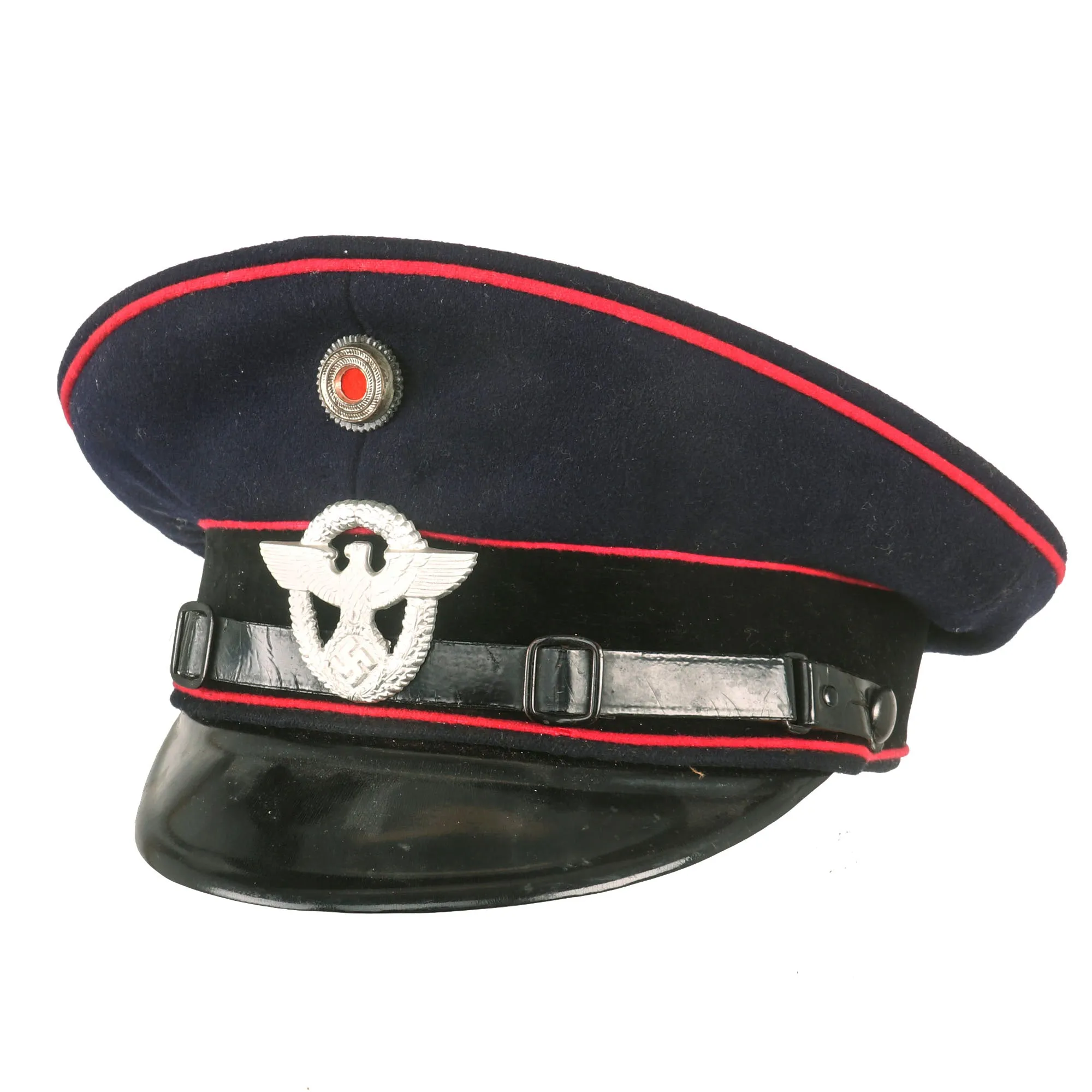 Original German WWII Fire Protection Police EM/NCO Schirmmütze Visor Cap by K & Sch. - size 55