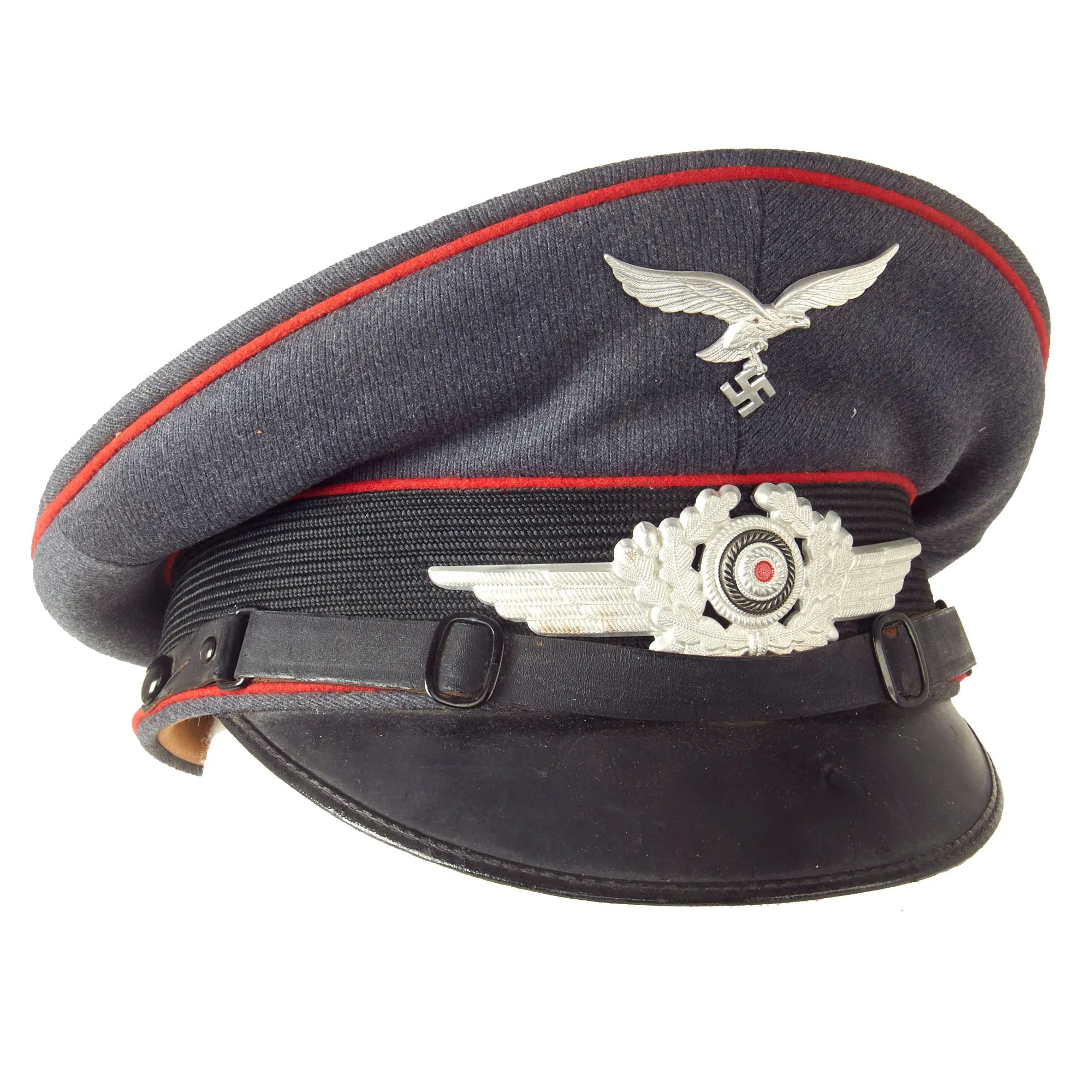 Original German WWII Luftwaffe Flakkorps Unit Marked 56cm EM/NCO Visor Cap by Felix Weissbach - dated 1938