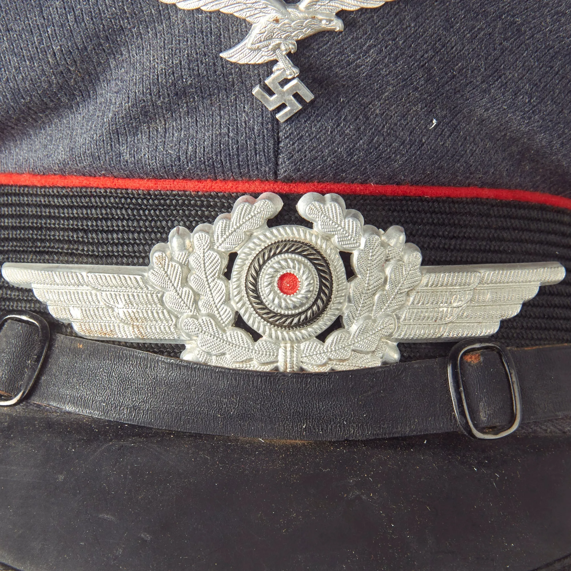 Original German WWII Luftwaffe Flakkorps Unit Marked 56cm EM/NCO Visor Cap by Felix Weissbach - dated 1938