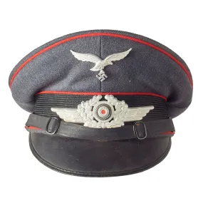 Original German WWII Luftwaffe Flakkorps Unit Marked 56cm EM/NCO Visor Cap by Felix Weissbach - dated 1938