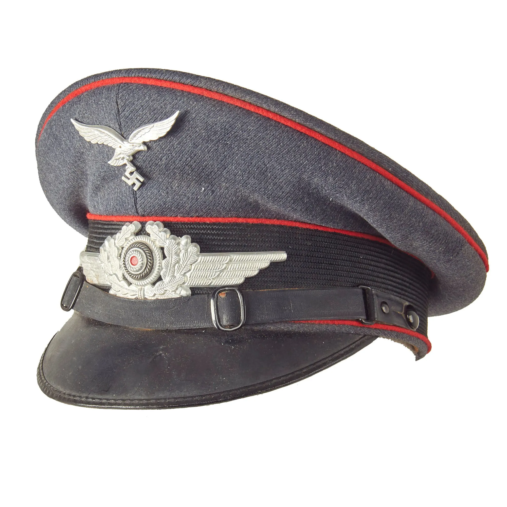 Original German WWII Luftwaffe Flakkorps Unit Marked 56cm EM/NCO Visor Cap by Felix Weissbach - dated 1938