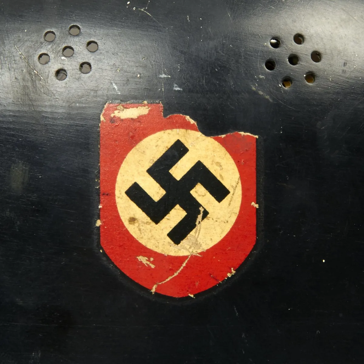 Original German WWII M1934 Fire Police Helmet with Aluminum Comb by BXF - Feuerwehr Helmet