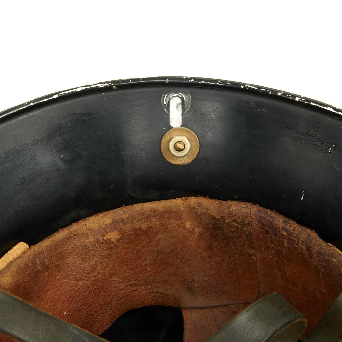 Original German WWII M1934 Fire Police Helmet with Aluminum Comb by BXF - Feuerwehr Helmet