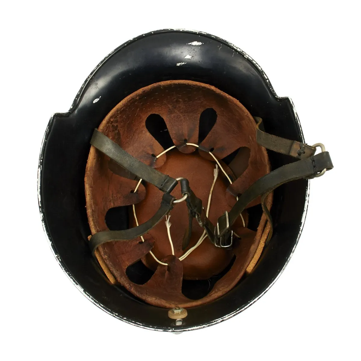 Original German WWII M1934 Fire Police Helmet with Aluminum Comb by BXF - Feuerwehr Helmet