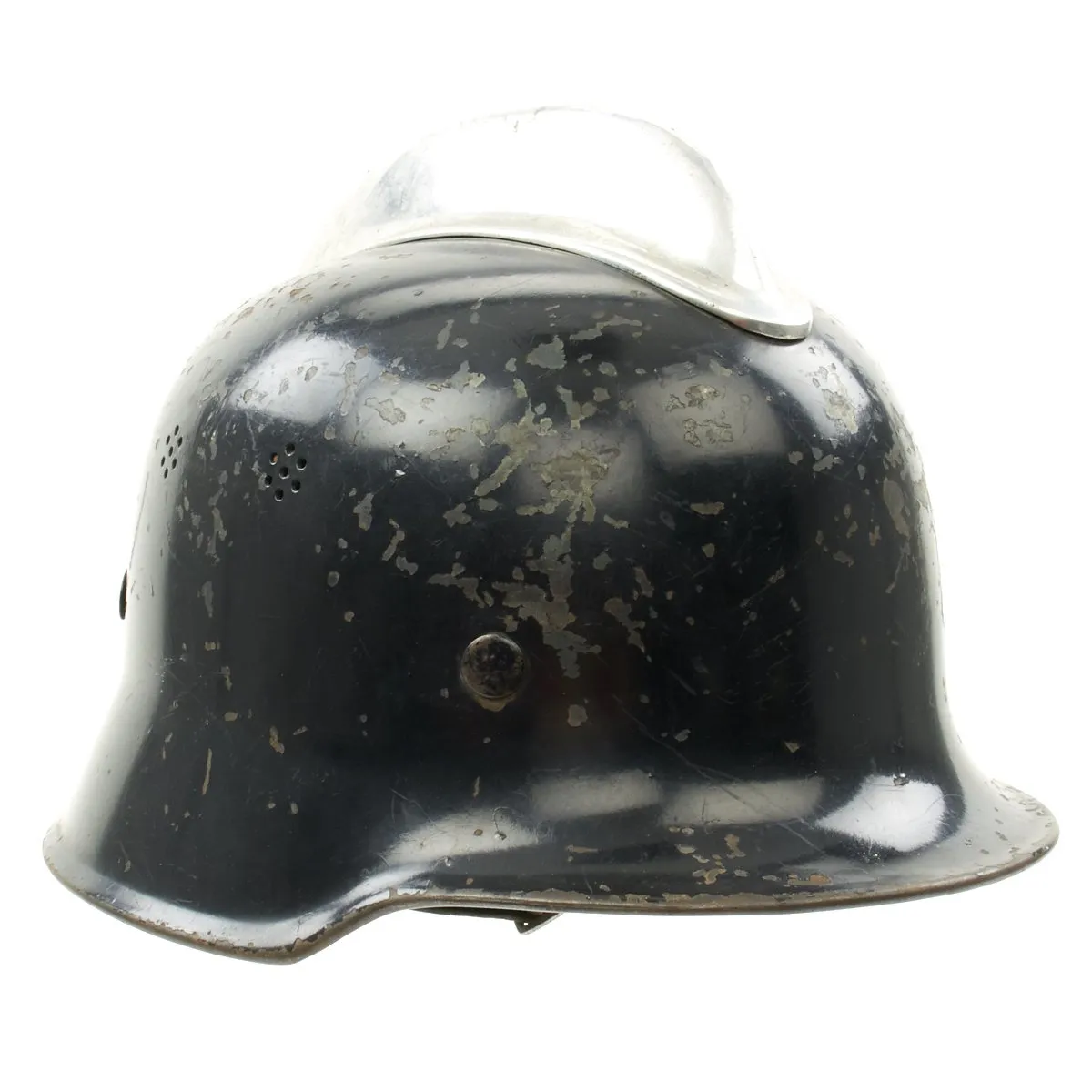 Original German WWII M1934 Fire Police Helmet with Damaged Aluminum Comb - Feuerwehr Helmet