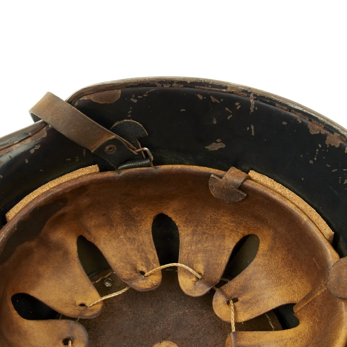 Original German WWII M1934 Fire Police Helmet with Damaged Aluminum Comb - Feuerwehr Helmet