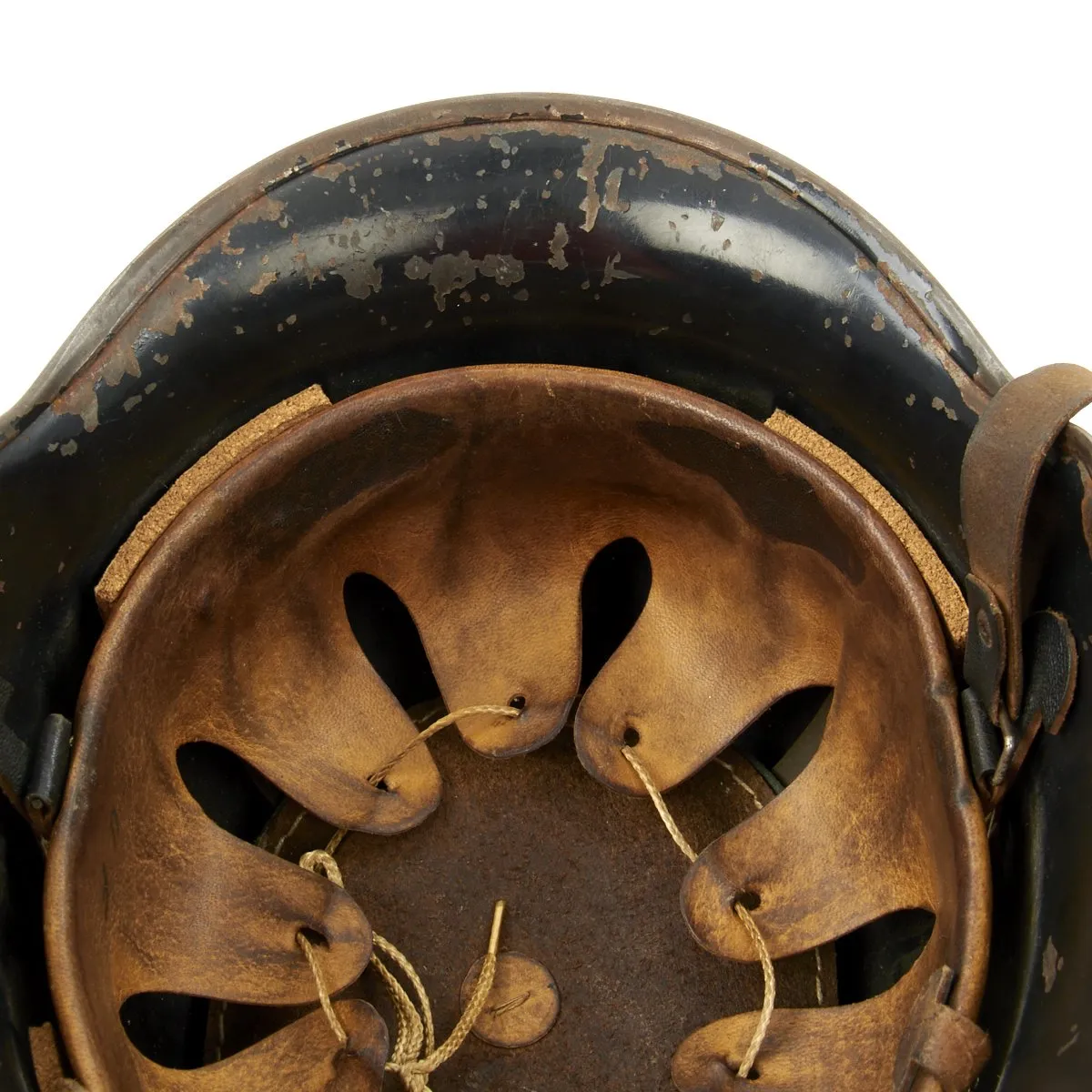 Original German WWII M1934 Fire Police Helmet with Damaged Aluminum Comb - Feuerwehr Helmet