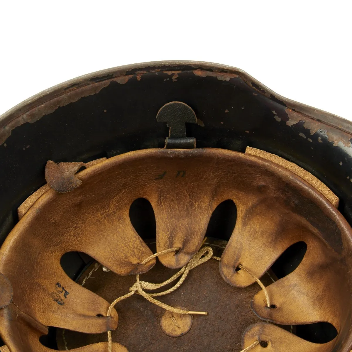 Original German WWII M1934 Fire Police Helmet with Damaged Aluminum Comb - Feuerwehr Helmet