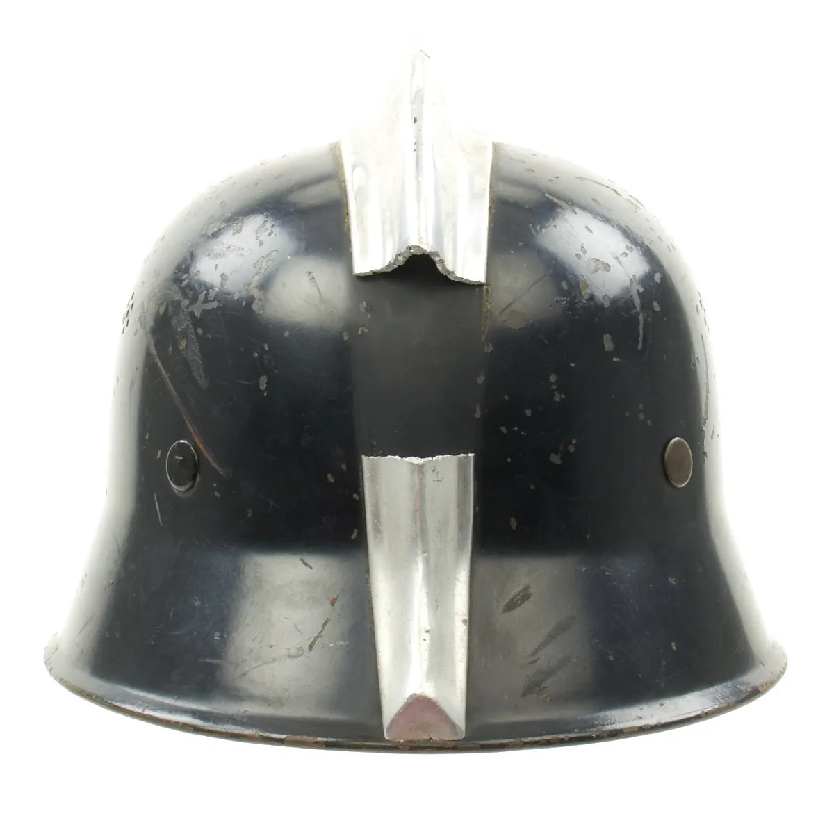 Original German WWII M1934 Fire Police Helmet with Damaged Aluminum Comb - Feuerwehr Helmet