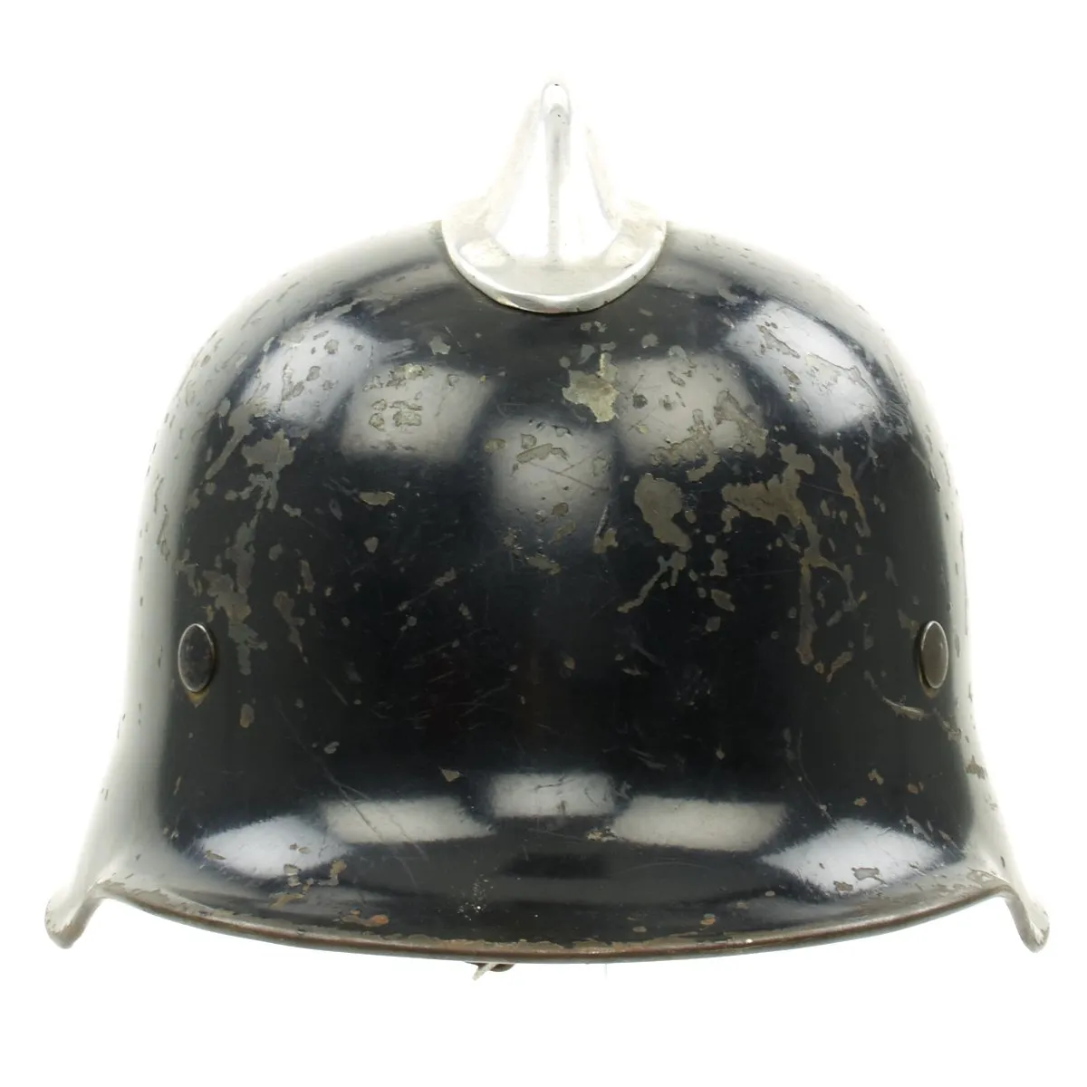 Original German WWII M1934 Fire Police Helmet with Damaged Aluminum Comb - Feuerwehr Helmet