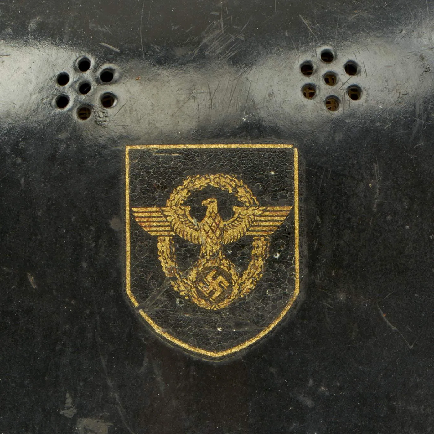 Original German WWII M34 Civic Square Dip NSDAP Double Decal Protection Police Steel Helmet - size 57