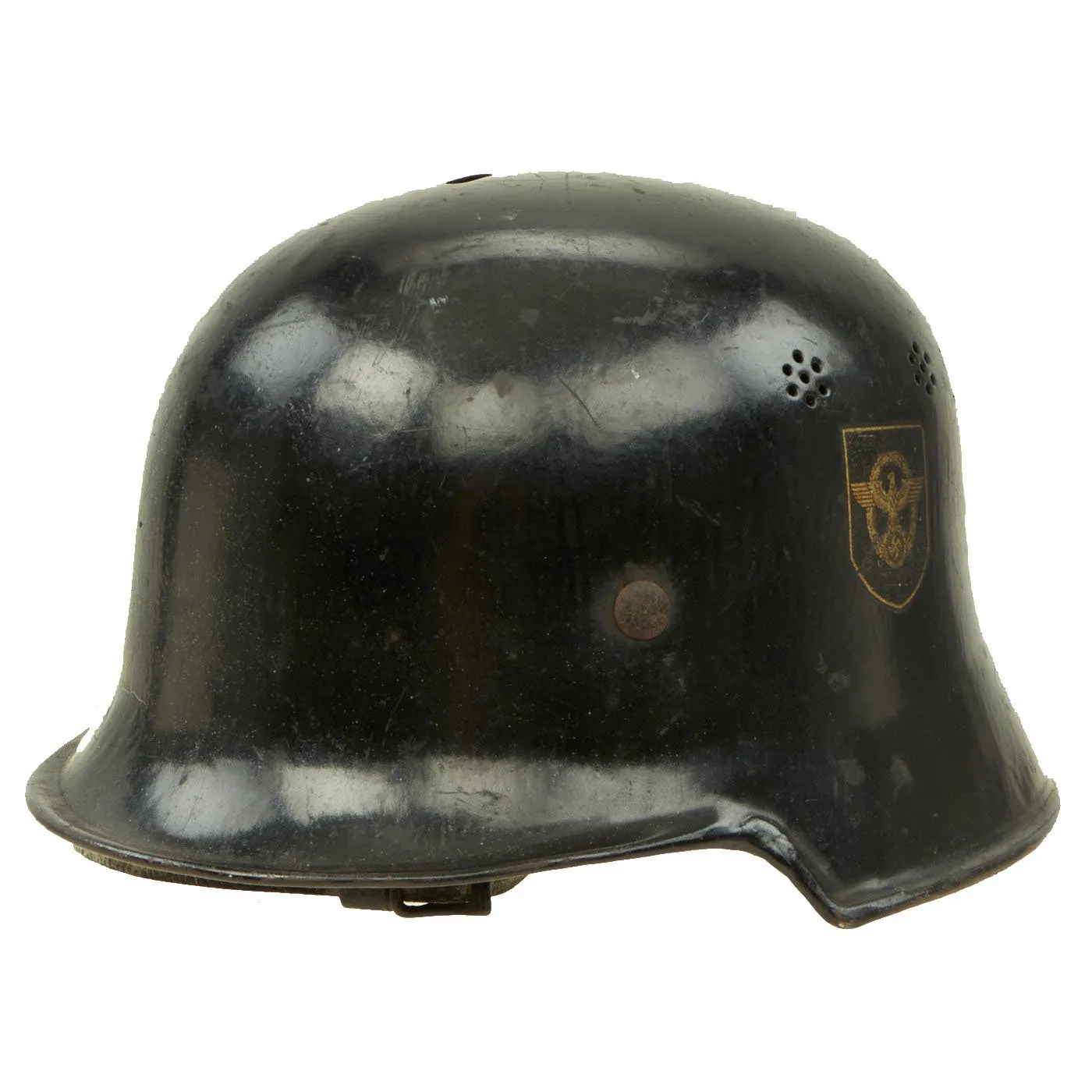 Original German WWII M34 Civic Square Dip NSDAP Double Decal Protection Police Steel Helmet - size 57