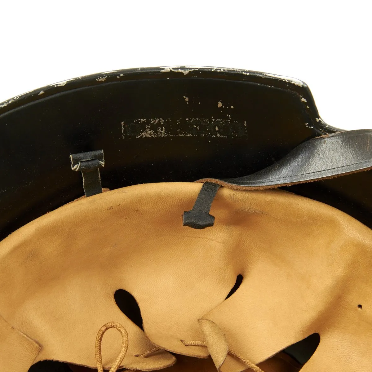 Original German WWII M34 Square Dip Aluminum Fire Police Helmet with Double Decals - Feuerwehr Helmet