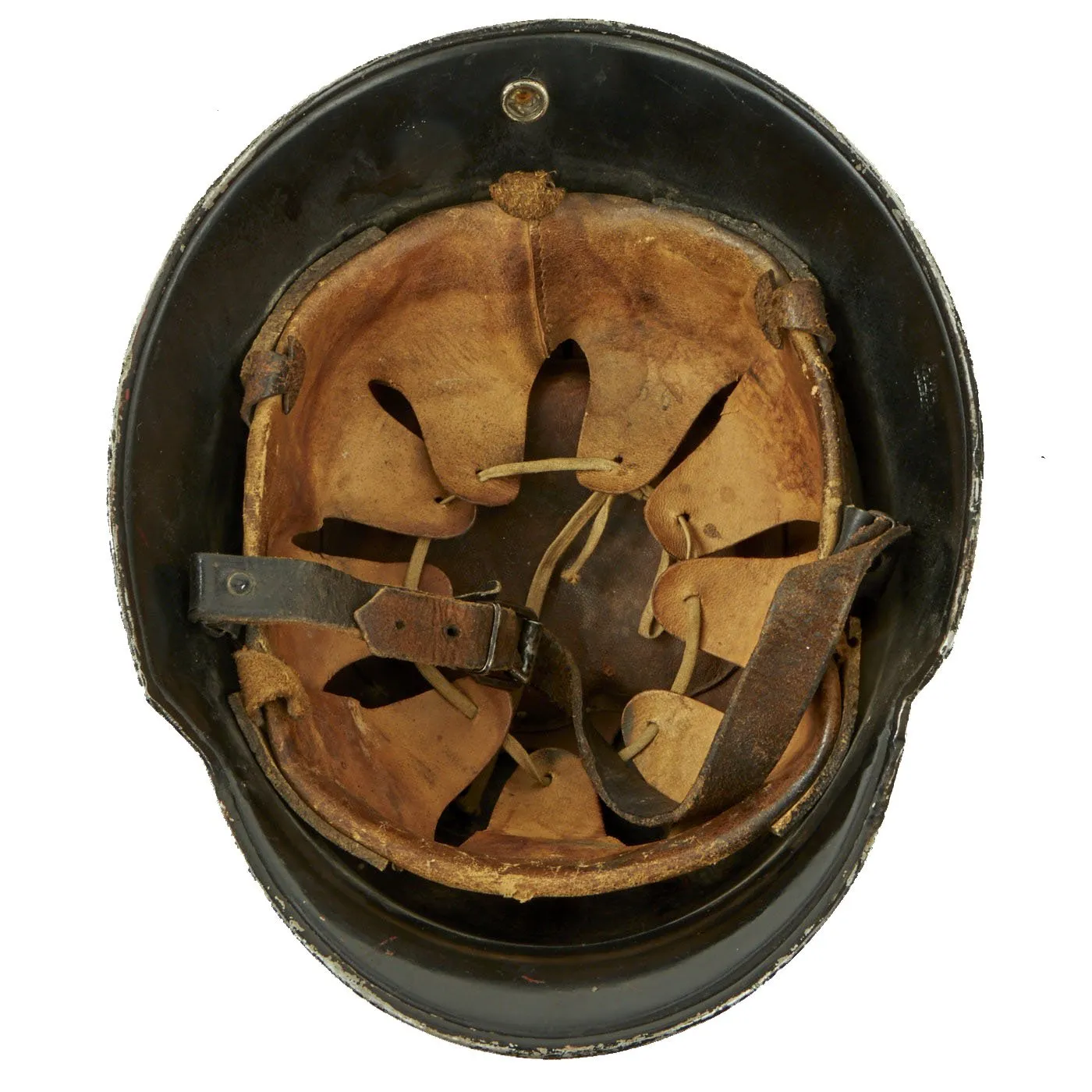 Original German WWII M34 Square Dip Aluminum Fire Police Protection Helmet with Double Decals - Feuerwehr