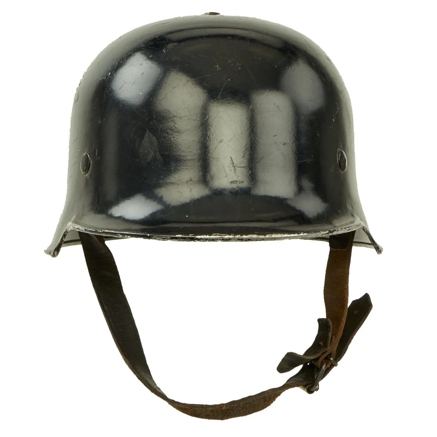 Original German WWII M34 Square Dip Aluminum Fire Police Protection Helmet with Double Decals - Feuerwehr