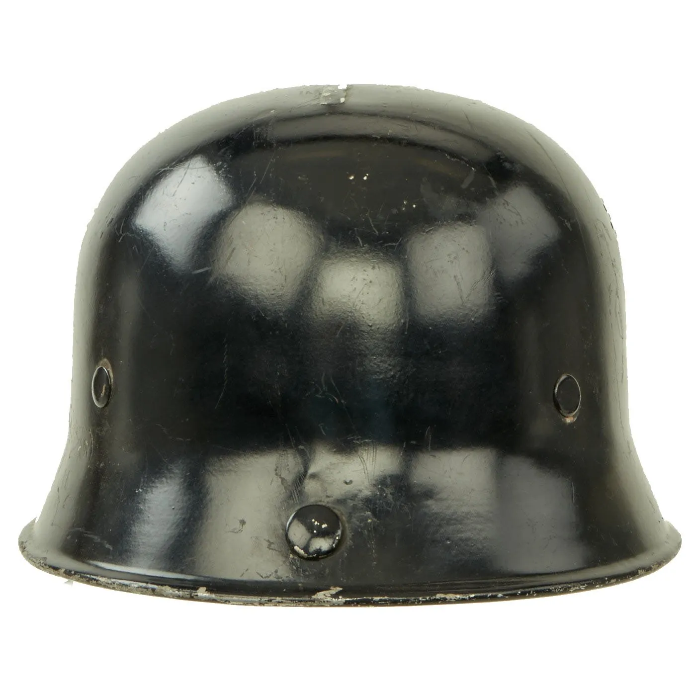 Original German WWII M34 Square Dip Aluminum Fire Police Protection Helmet with Double Decals - Feuerwehr