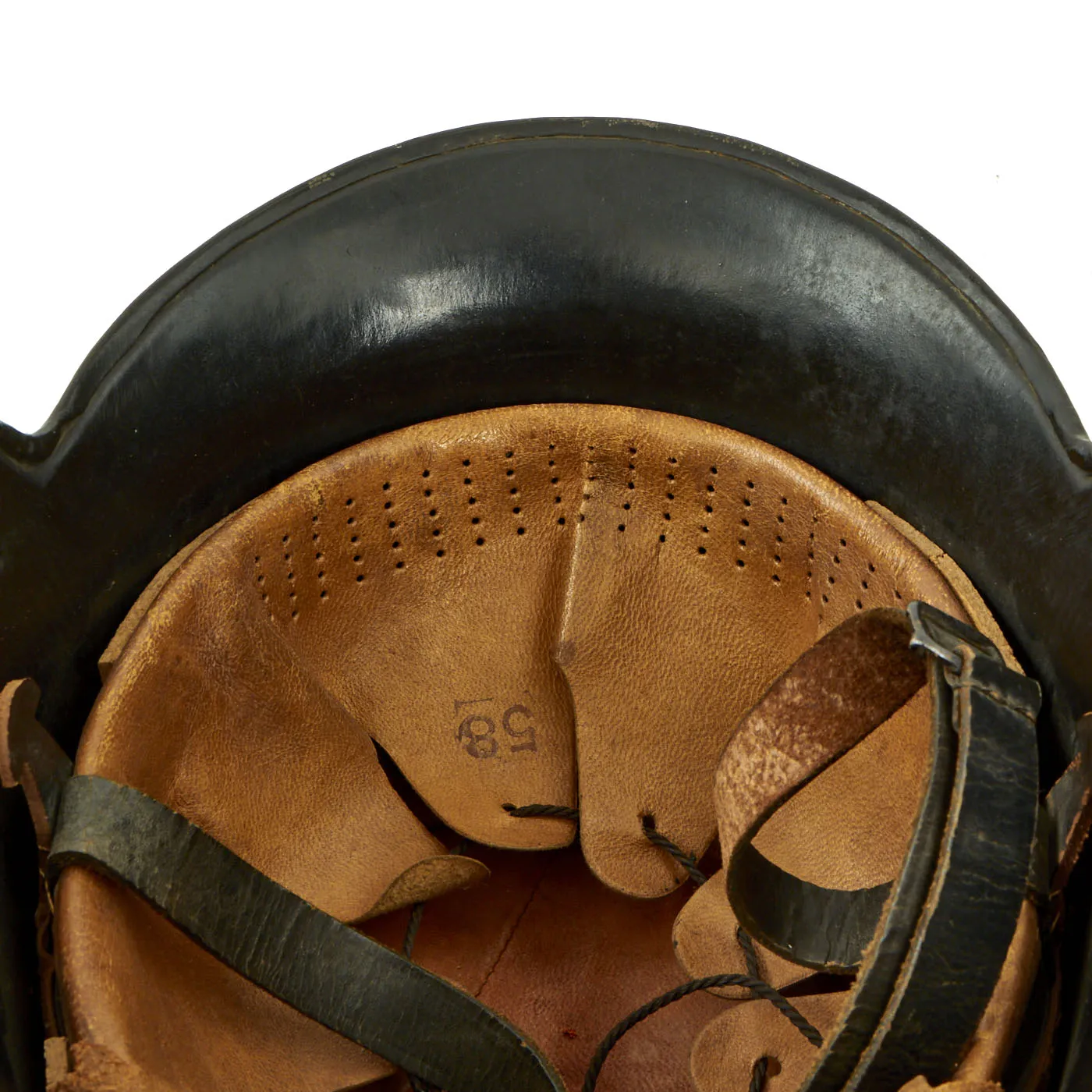 Original German WWII M34 Square Dip Fire Protection Police Helmet with Double Decals & Comb - Feuerwehr
