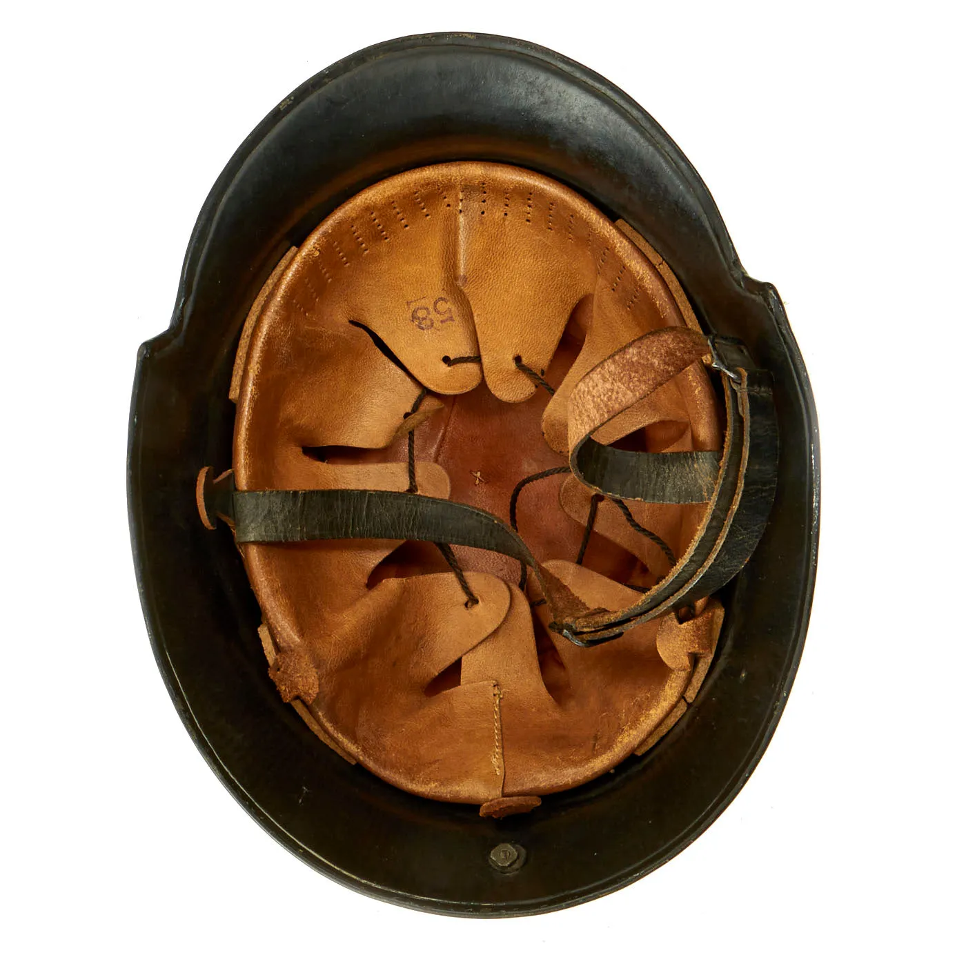 Original German WWII M34 Square Dip Fire Protection Police Helmet with Double Decals & Comb - Feuerwehr