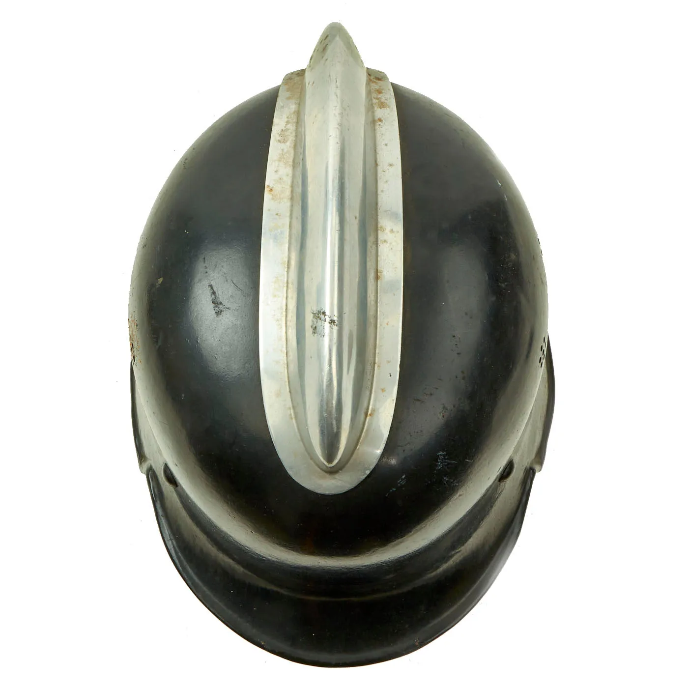 Original German WWII M34 Square Dip Fire Protection Police Helmet with Double Decals & Comb - Feuerwehr