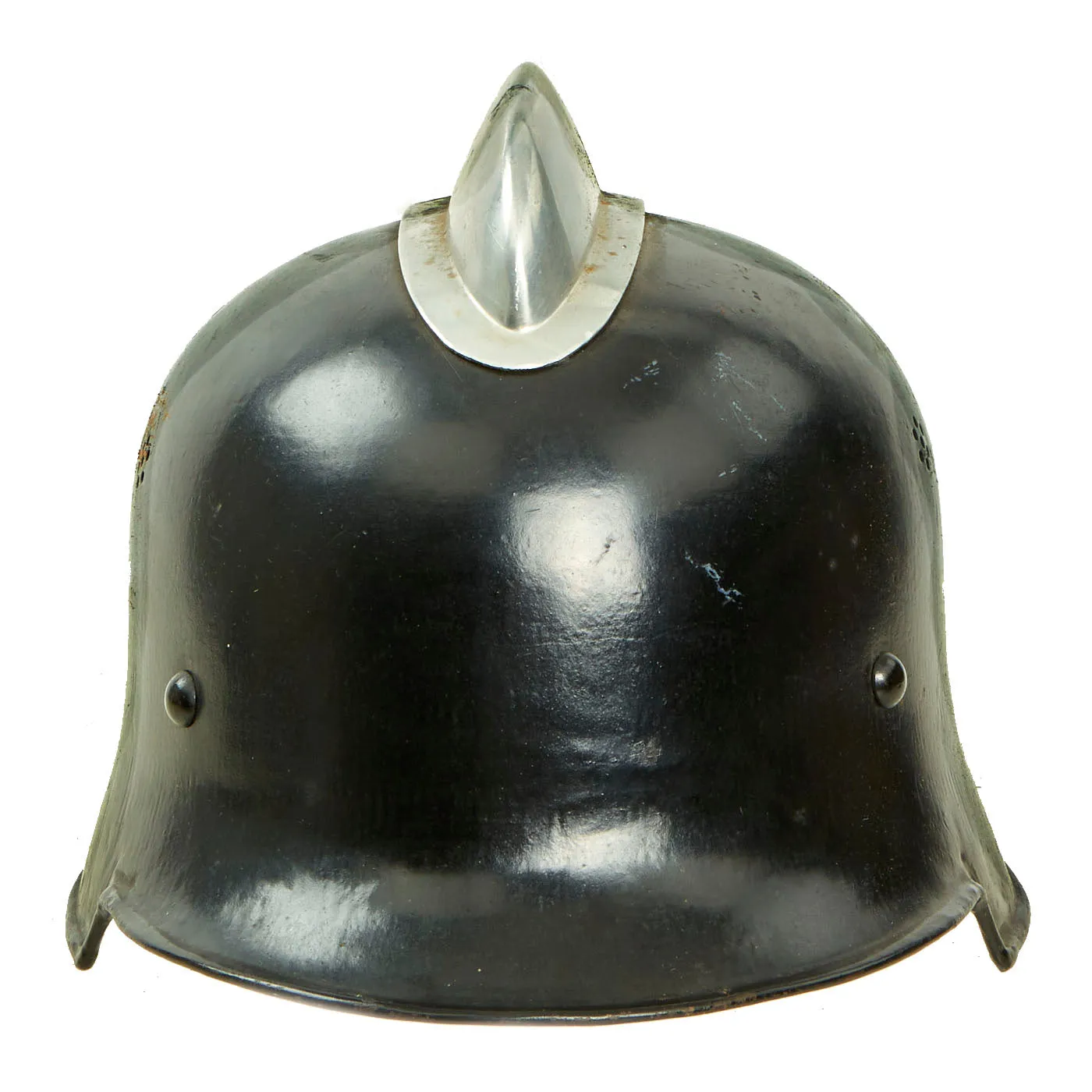 Original German WWII M34 Square Dip Fire Protection Police Helmet with Double Decals & Comb - Feuerwehr