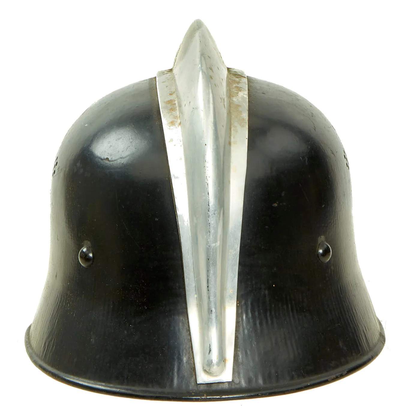 Original German WWII M34 Square Dip Fire Protection Police Helmet with Double Decals & Comb - Feuerwehr