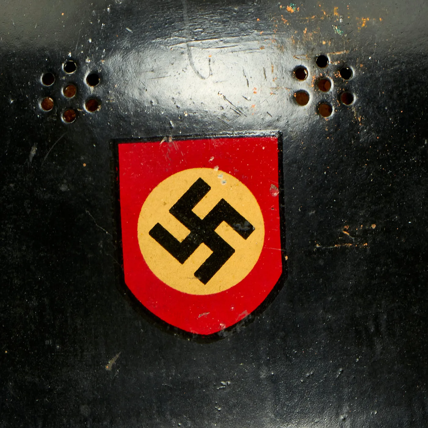 Original German WWII M34 Square Dip Fire Protection Police Helmet with Double Decals & Comb - Feuerwehr