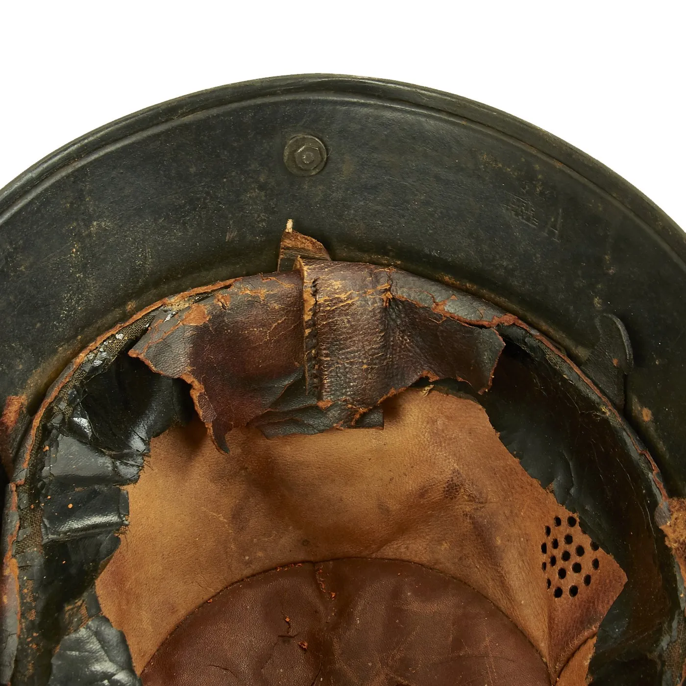 Original German WWII M34 Square Dip Fire Protection Police Helmet with Double Decals - Feuerwehr