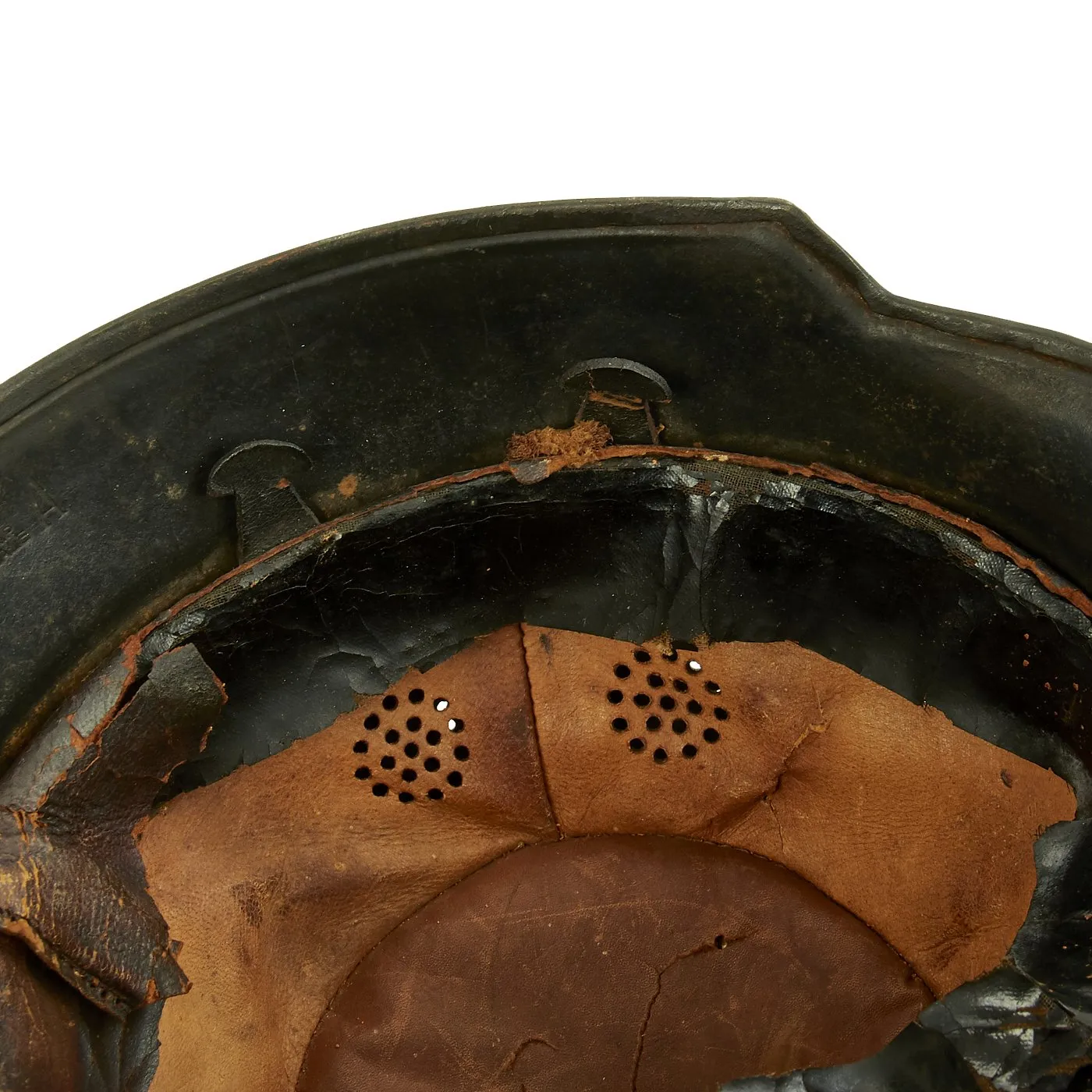 Original German WWII M34 Square Dip Fire Protection Police Helmet with Double Decals - Feuerwehr