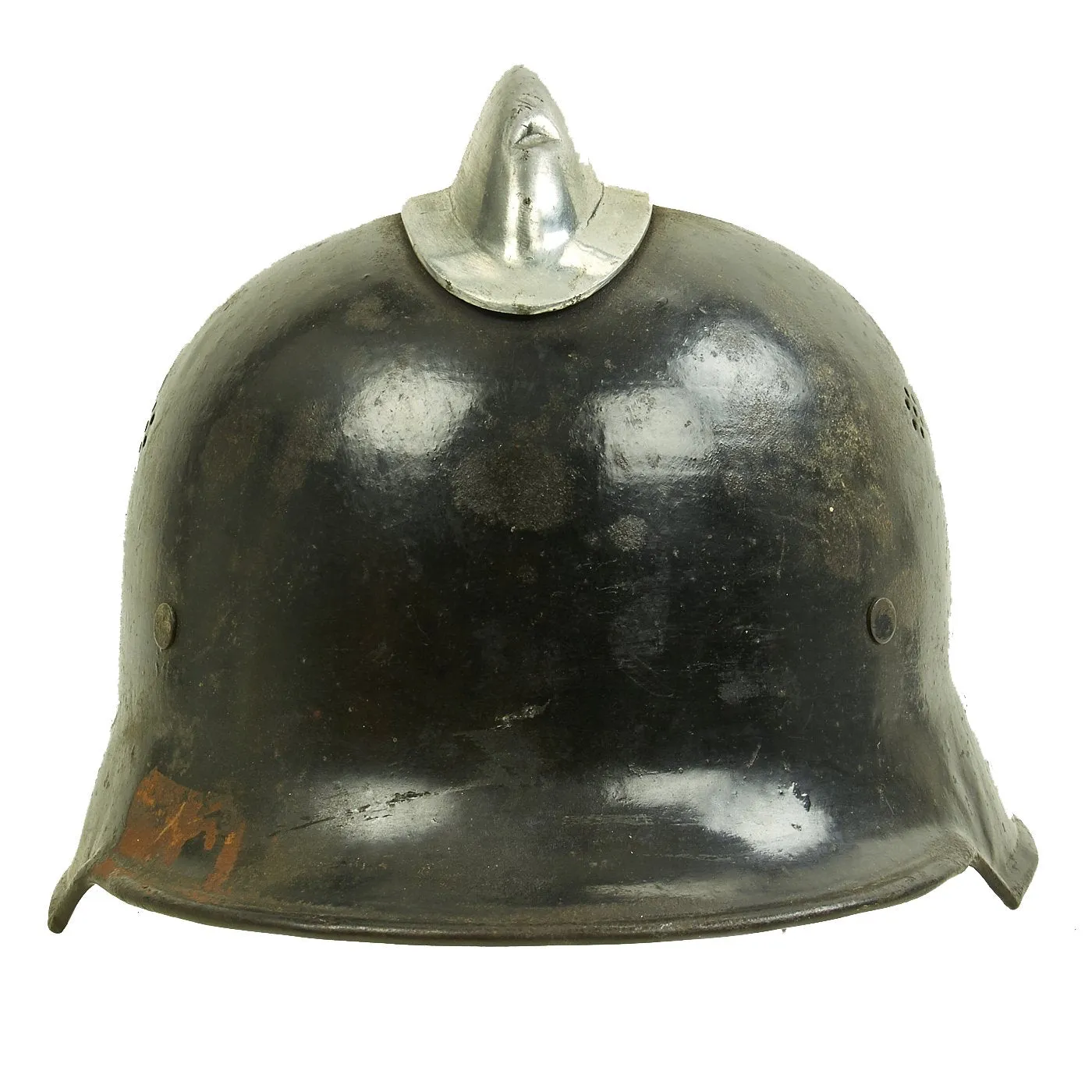 Original German WWII M34 Square Dip Fire Protection Police Helmet with Double Decals - Feuerwehr