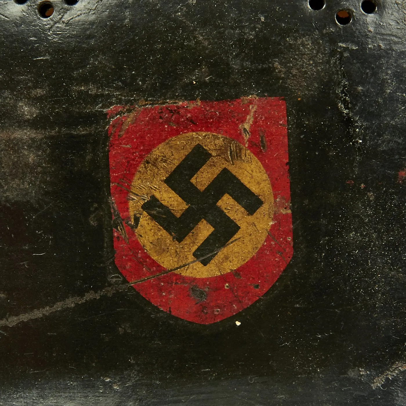 Original German WWII M34 Square Dip Fire Protection Police Helmet with Double Decals - Feuerwehr