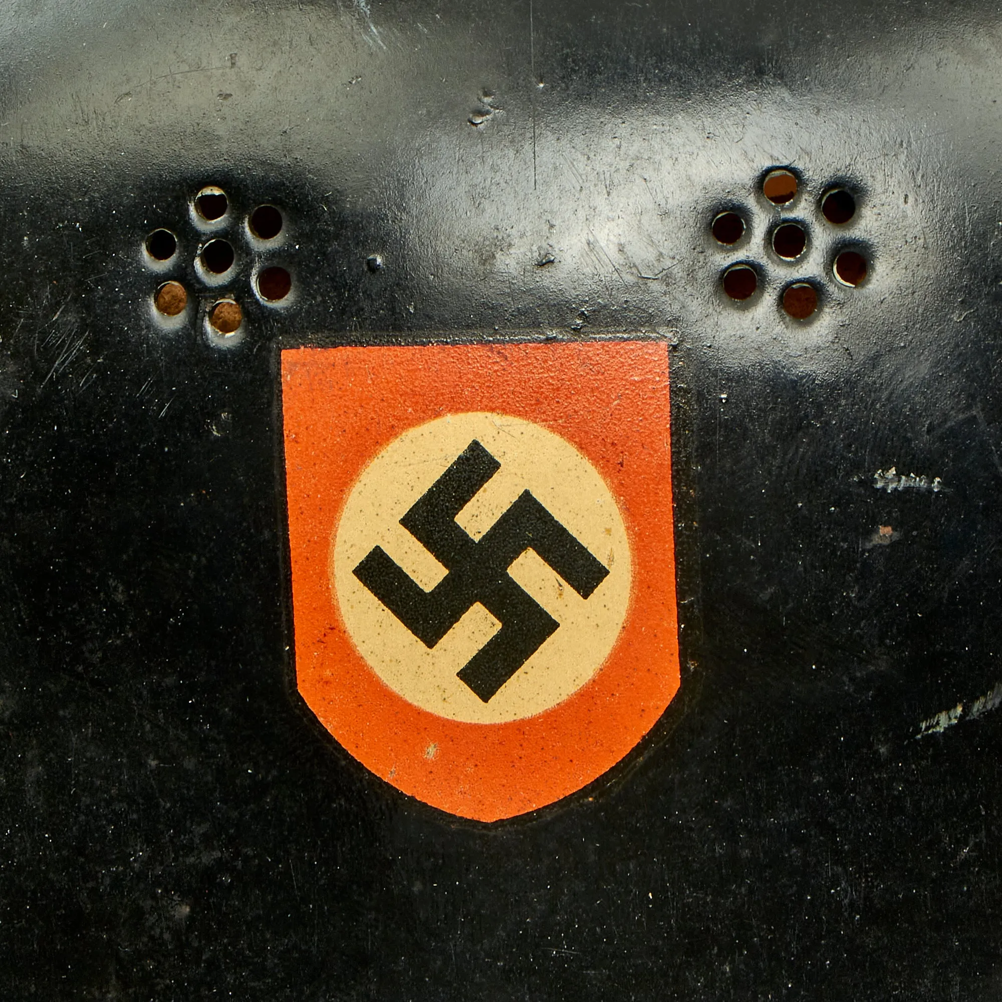 Original German WWII M34 Square Dip NSDAP Double Decal Civic Police Steel Helmet with 57cm Liner - Ordnungspolizei
