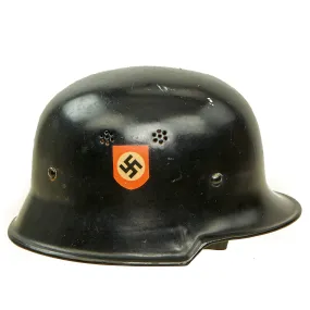 Original German WWII M34 Square Dip NSDAP Double Decal Civic Police Steel Helmet with 57cm Liner - Ordnungspolizei