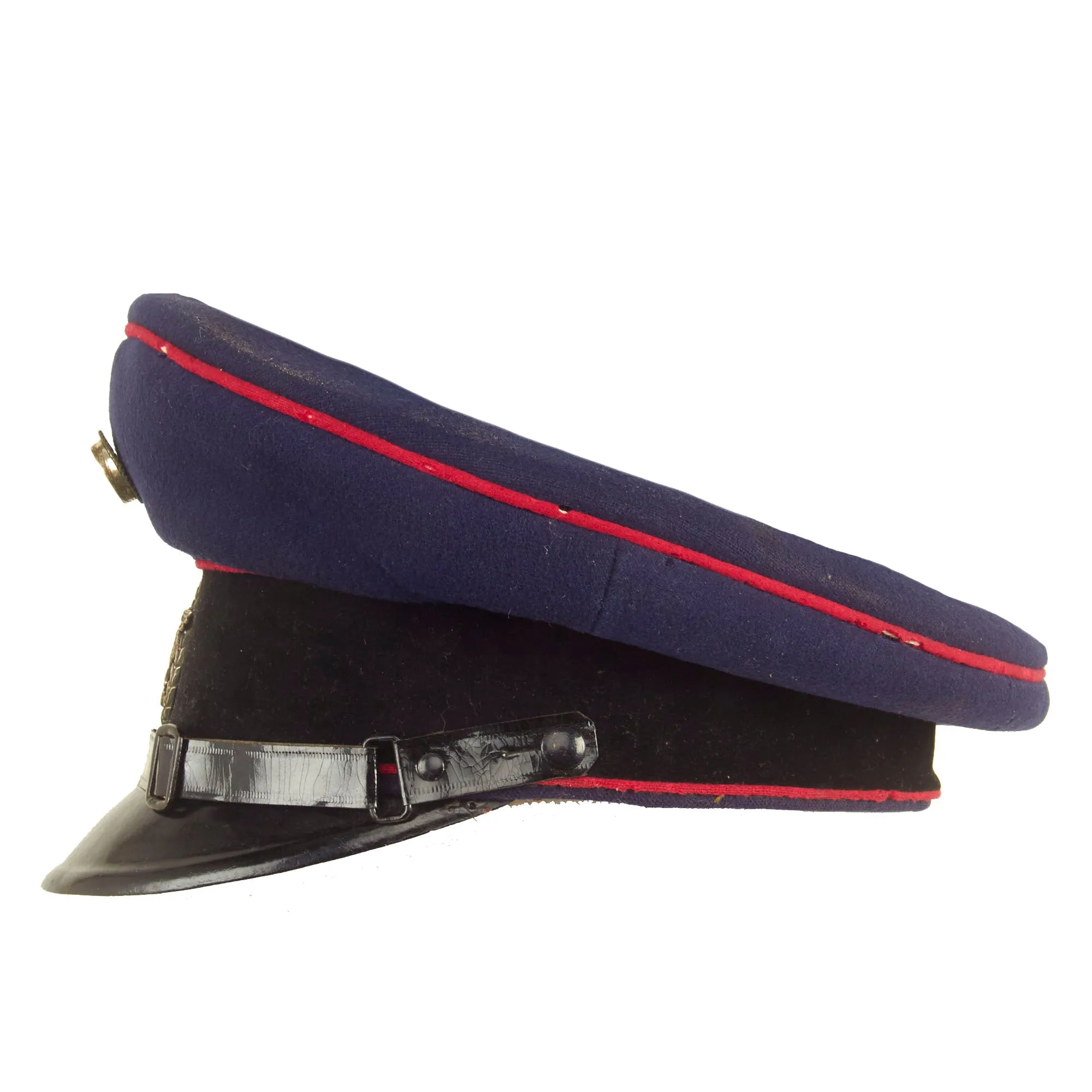 Original German WWII Named Fire Protection Police EM/NCO Schirmmütze Visor Cap - Marked Deutsche Arbeit