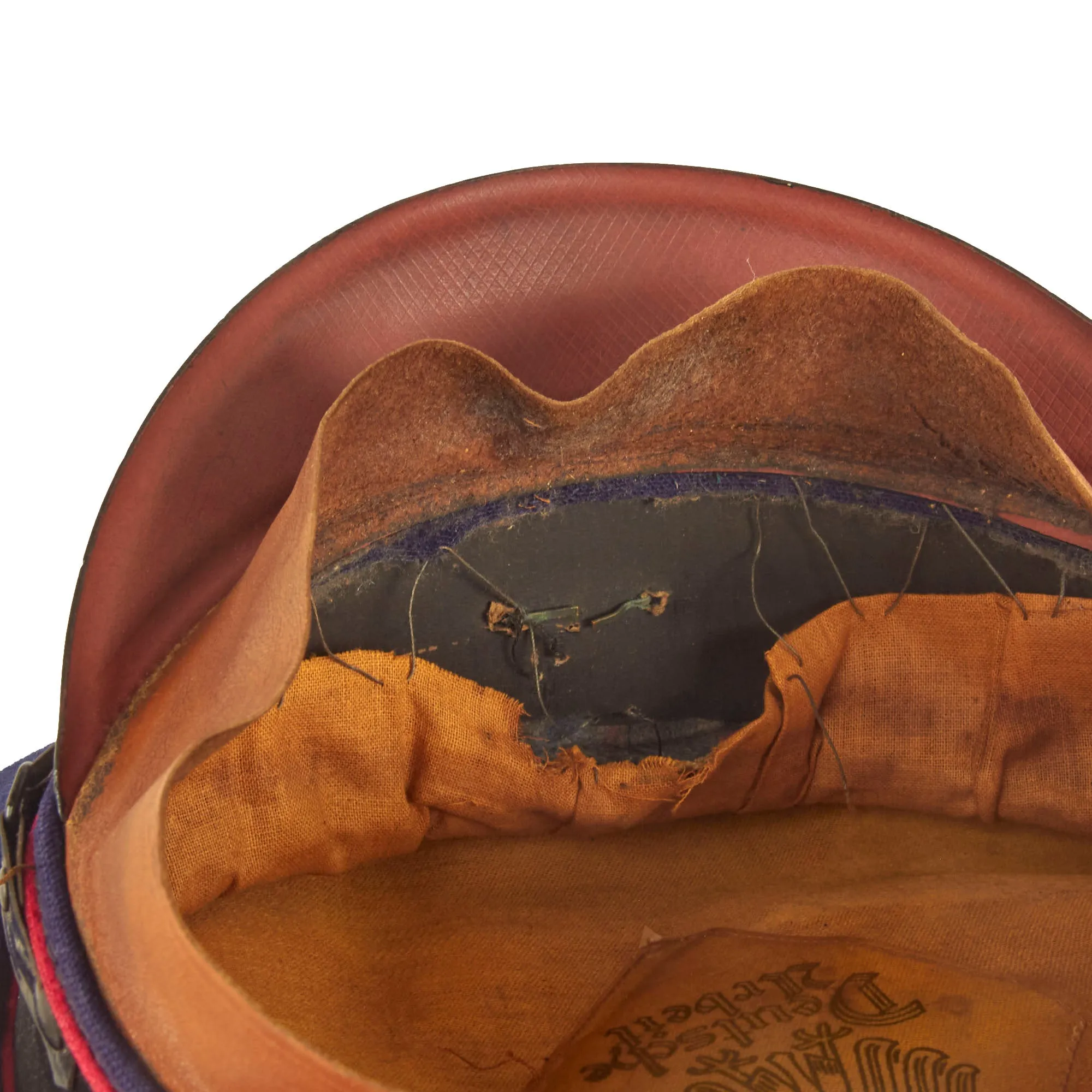 Original German WWII Named Fire Protection Police EM/NCO Schirmmütze Visor Cap - Marked Deutsche Arbeit