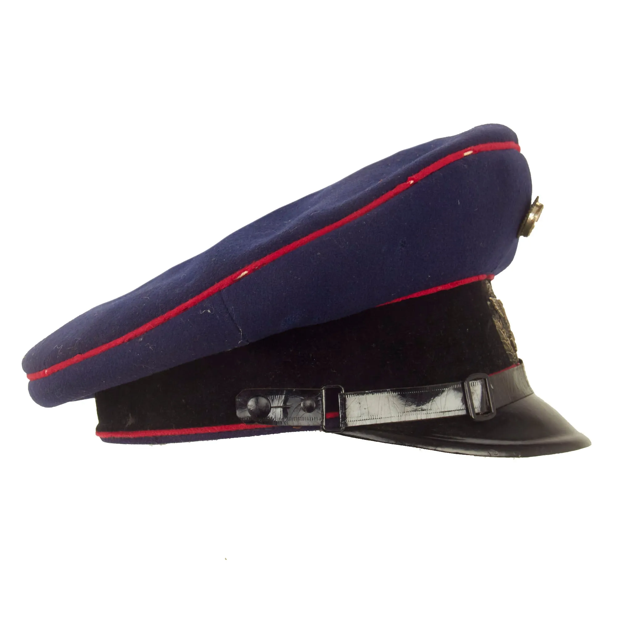Original German WWII Named Fire Protection Police EM/NCO Schirmmütze Visor Cap - Marked Deutsche Arbeit
