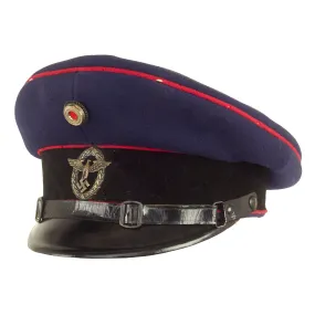 Original German WWII Named Fire Protection Police EM/NCO Schirmmütze Visor Cap - Marked Deutsche Arbeit