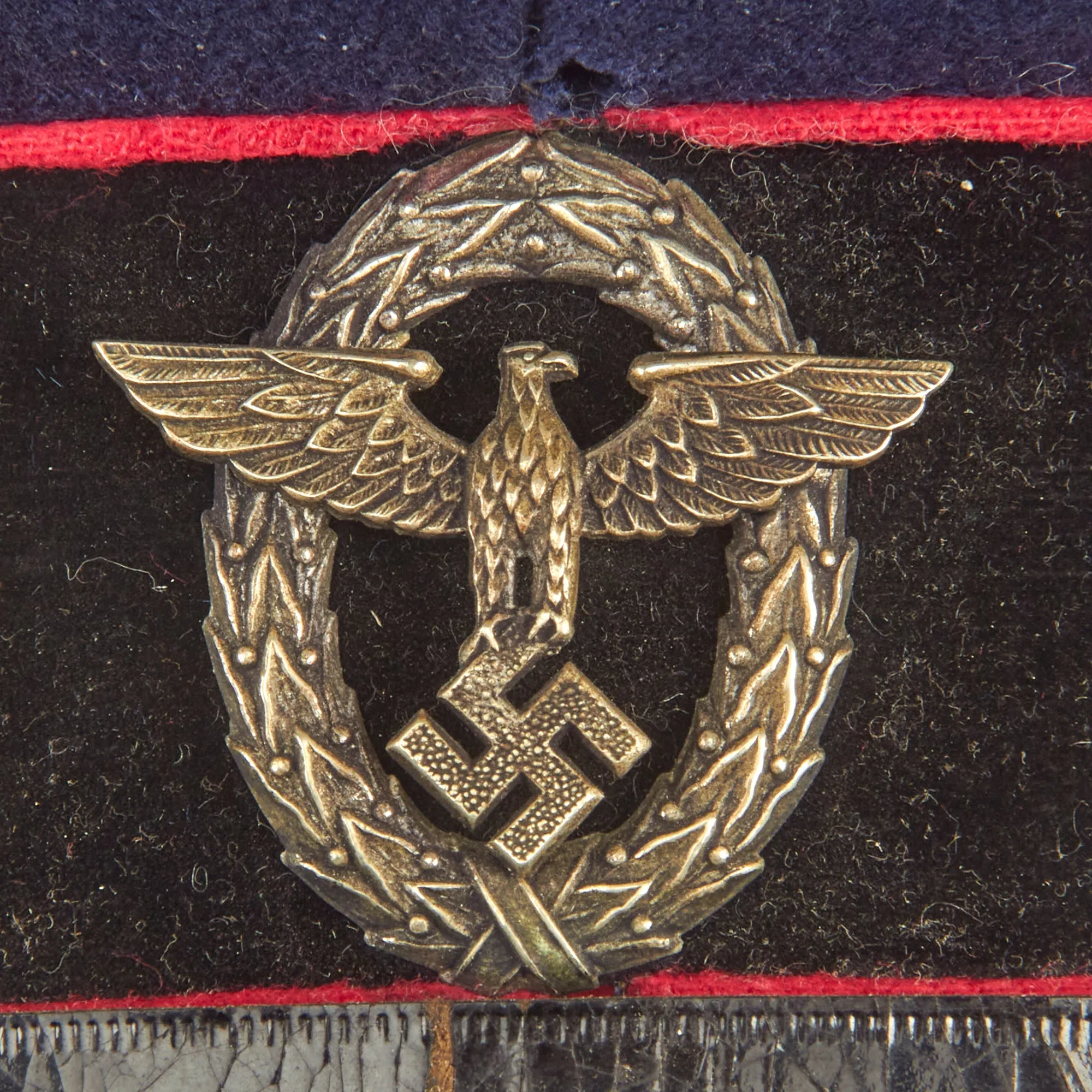 Original German WWII Named Fire Protection Police EM/NCO Schirmmütze Visor Cap - Marked Deutsche Arbeit