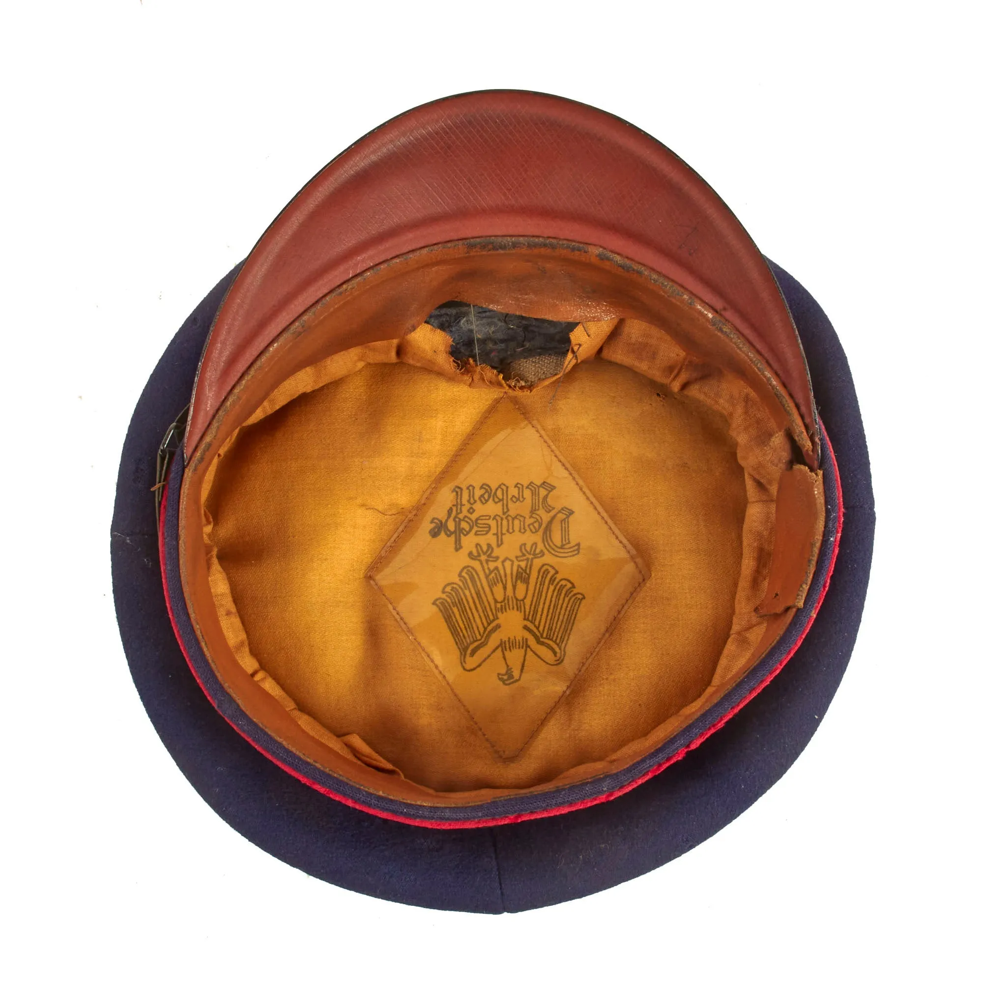 Original German WWII Named Fire Protection Police EM/NCO Schirmmütze Visor Cap - Marked Deutsche Arbeit