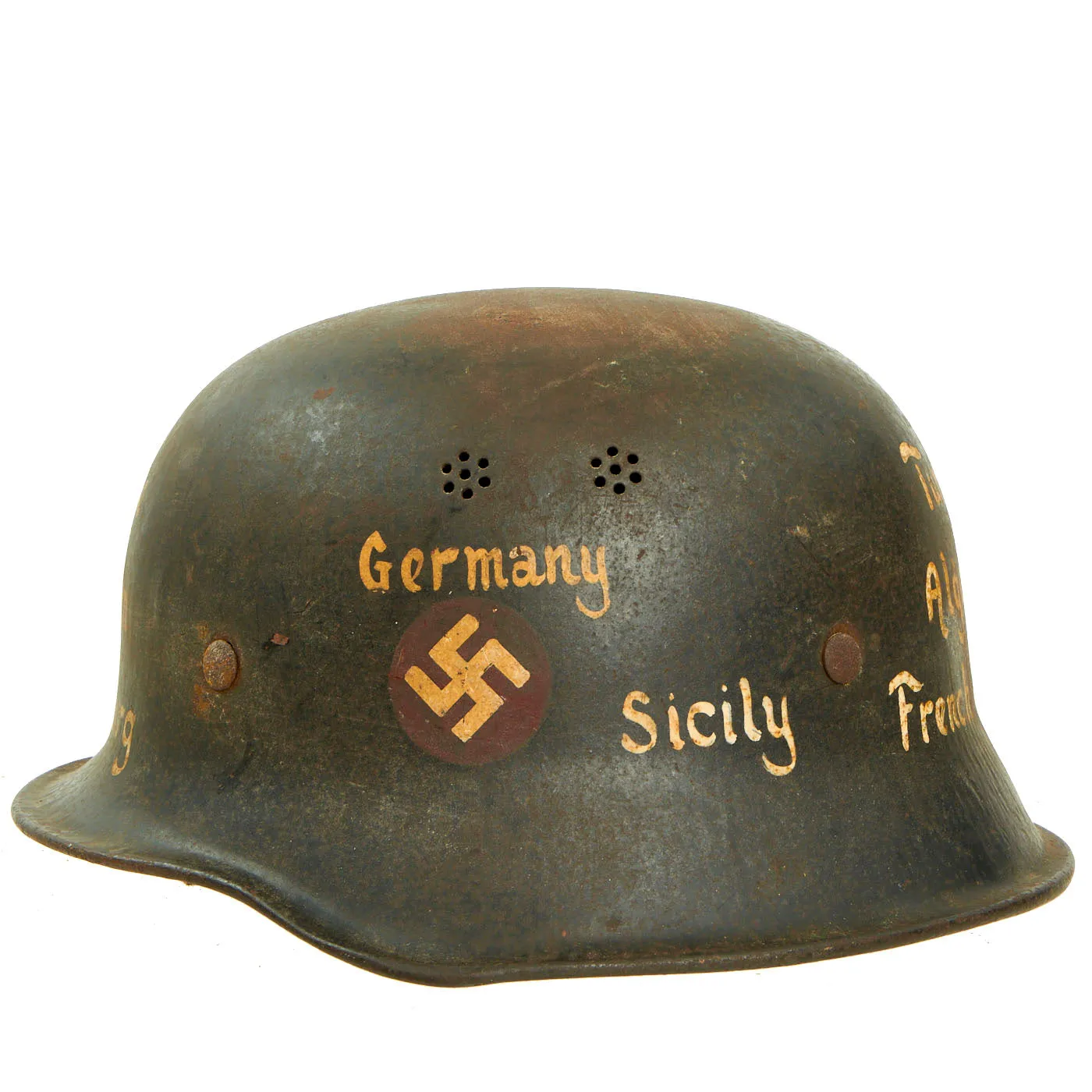 Original German WWII USGI Bring Back Decorated M34 Civic Steel Helmet