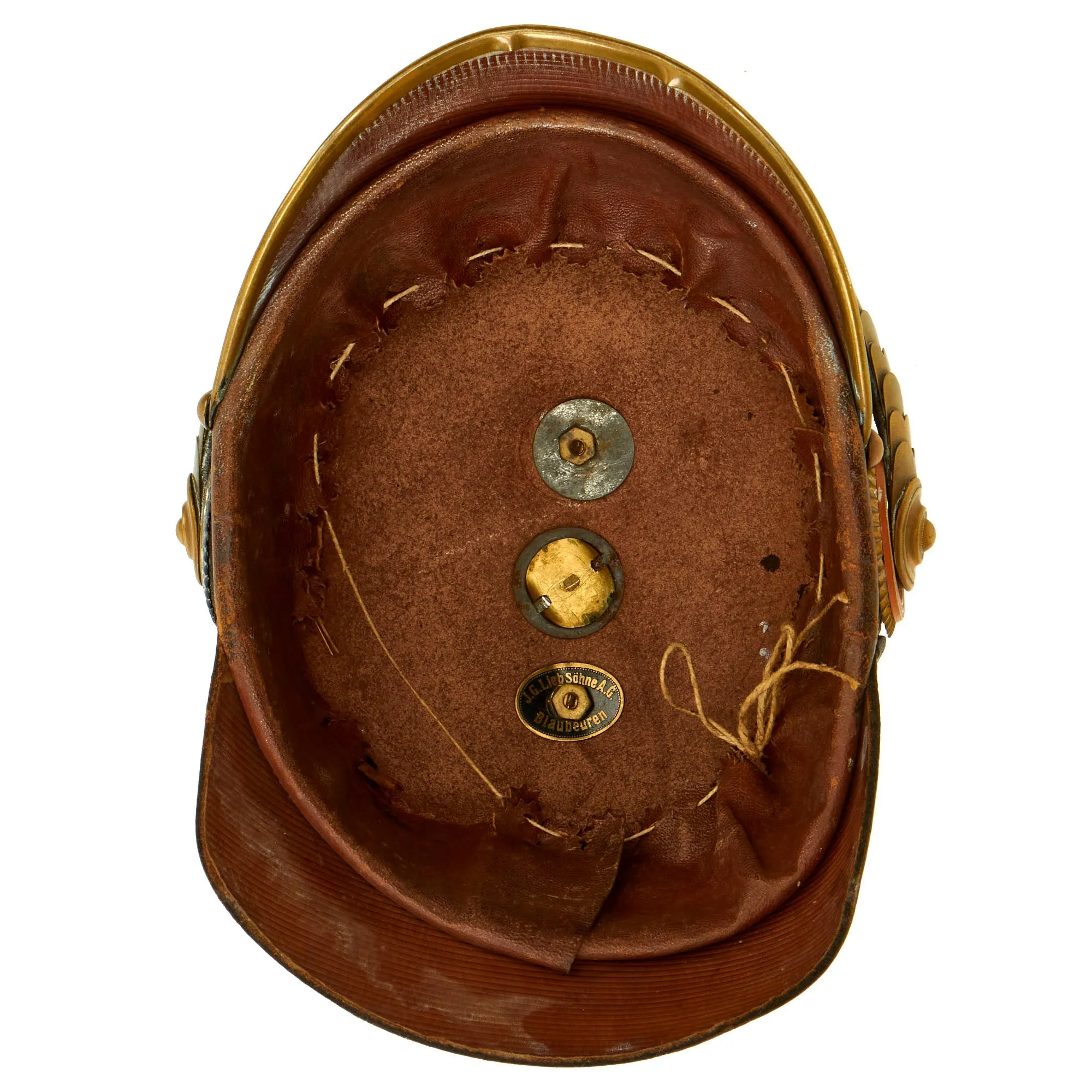 Original Imperial German Pre WWI Grand Duchy of Baden Fire Brigade Officer's Leather Pickelhaube Helmet