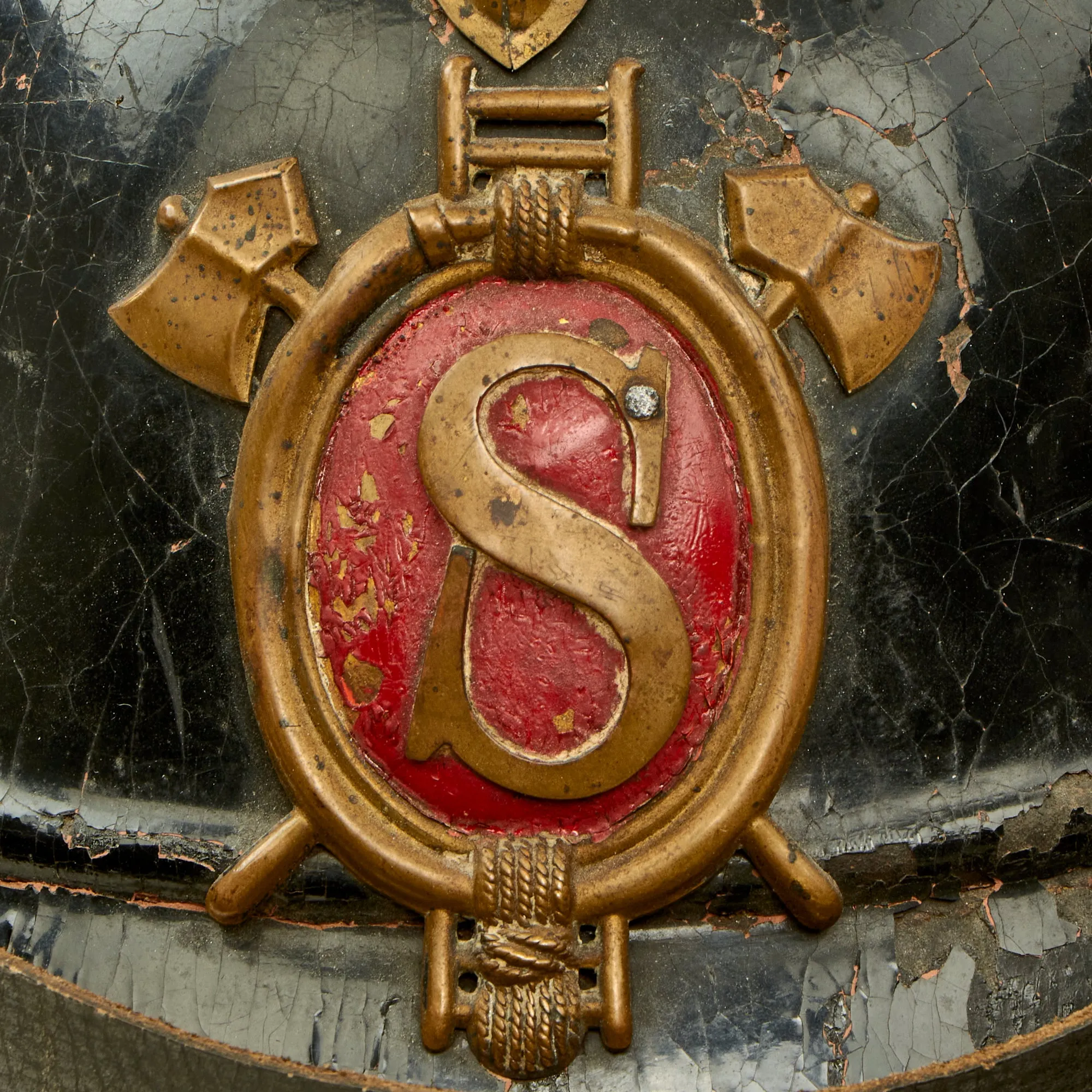 Original Imperial German Pre WWI Kingdom of Bavaria Fire Brigade Leather Pickelhaube Helmet