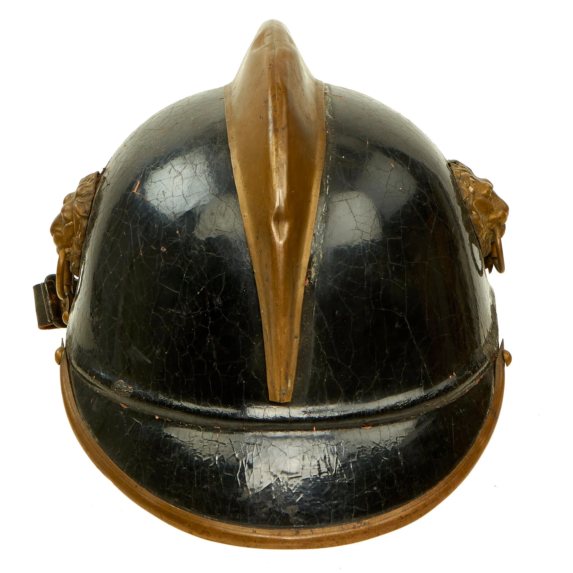Original Imperial German Pre WWI Kingdom of Bavaria Fire Brigade Leather Pickelhaube Helmet
