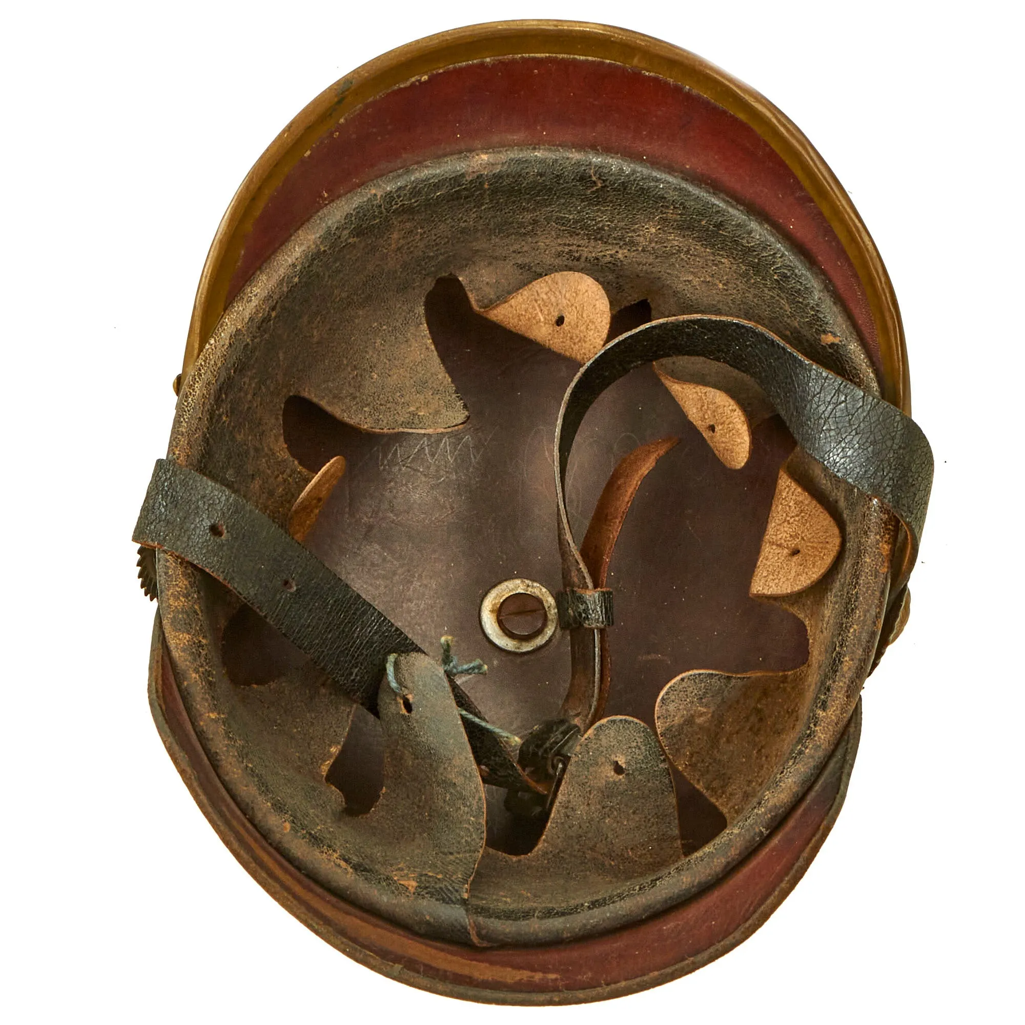 Original Imperial German Pre WWI Schleswig-Holstein Fire Brigade Pickelhaube Style Leather Helmet