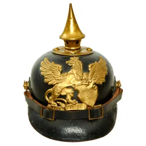 Original Imperial German WWI Grand Duchy of Baden M1895 Line Infantry Pickelhaube Helmet - Size 53
