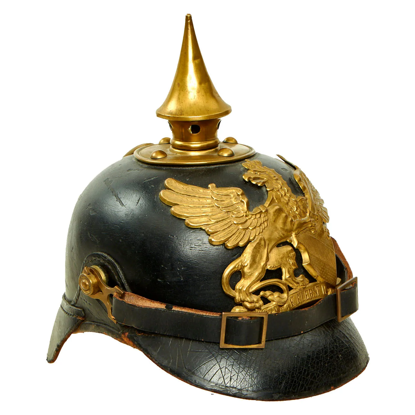 Original Imperial German WWI Grand Duchy of Baden M1895 Line Infantry Pickelhaube Helmet - Size 53